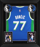 Luka Doncic Signed Mavericks Custom Framed Jersey Display (JSA) at PristineAuction.com