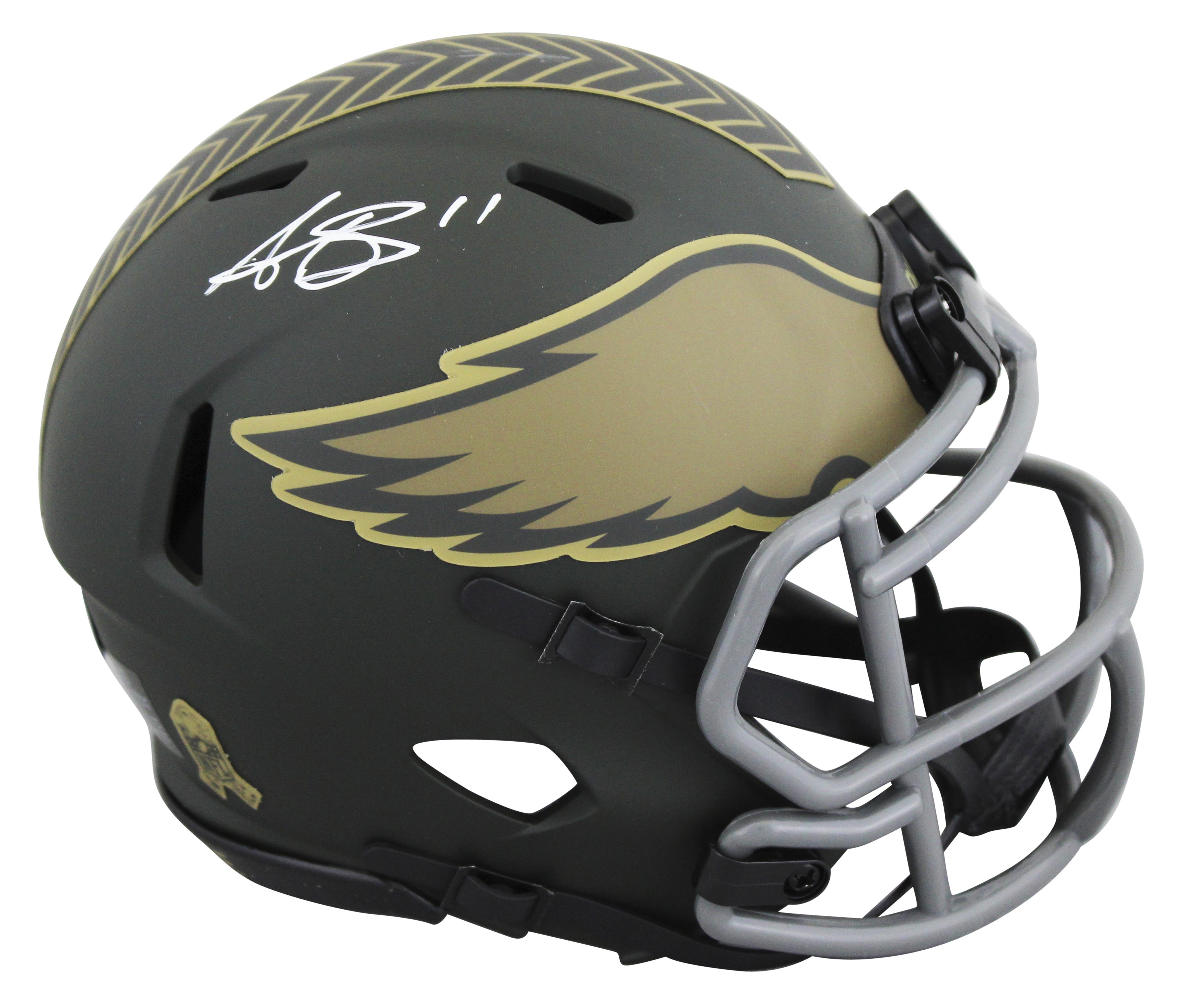 A.J. Brown Signed Eagles Salute tTo Service Alternate Speed Mini Helmet (Beckett) at PristineAuction.com A.J. Brown Signed Eagles Salute tTo Service Alternate Speed Mini Helmet (Beckett) at PristineAuction.com
