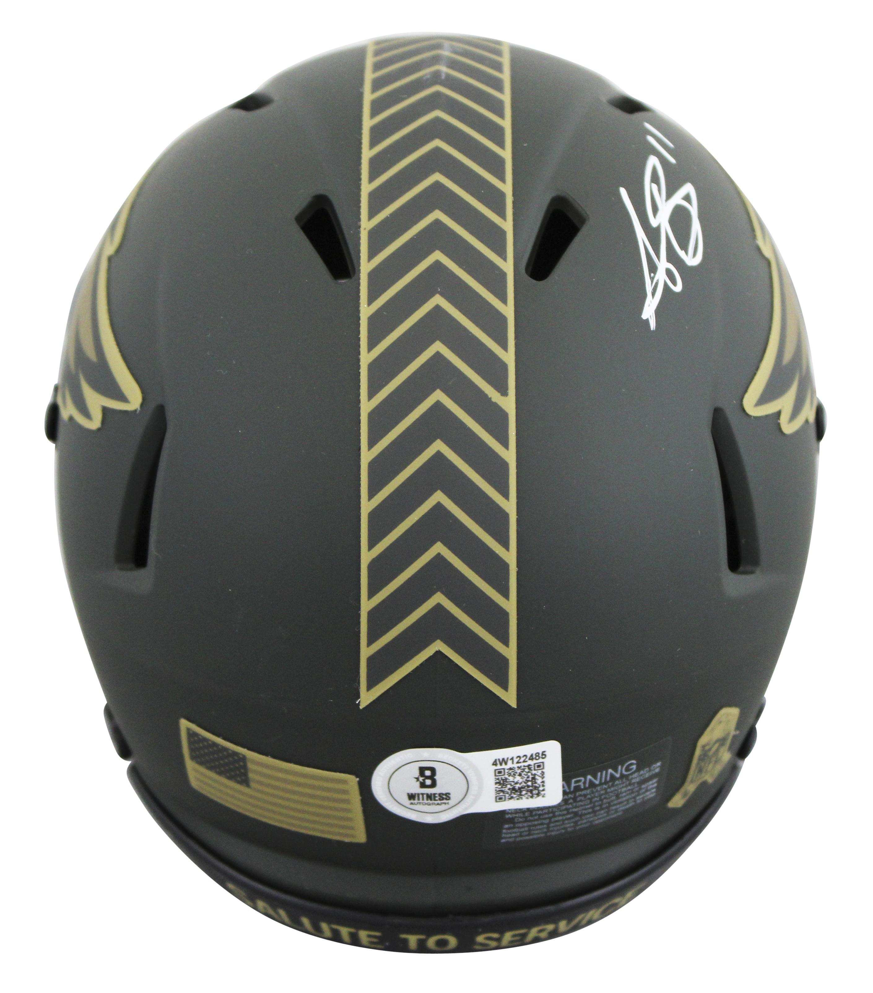 A.J. Brown Signed Eagles Salute tTo Service Alternate Speed Mini Helmet (Beckett) at PristineAuction.com A.J. Brown Signed Eagles Salute tTo Service Alternate Speed Mini Helmet (Beckett) at PristineAuction.com