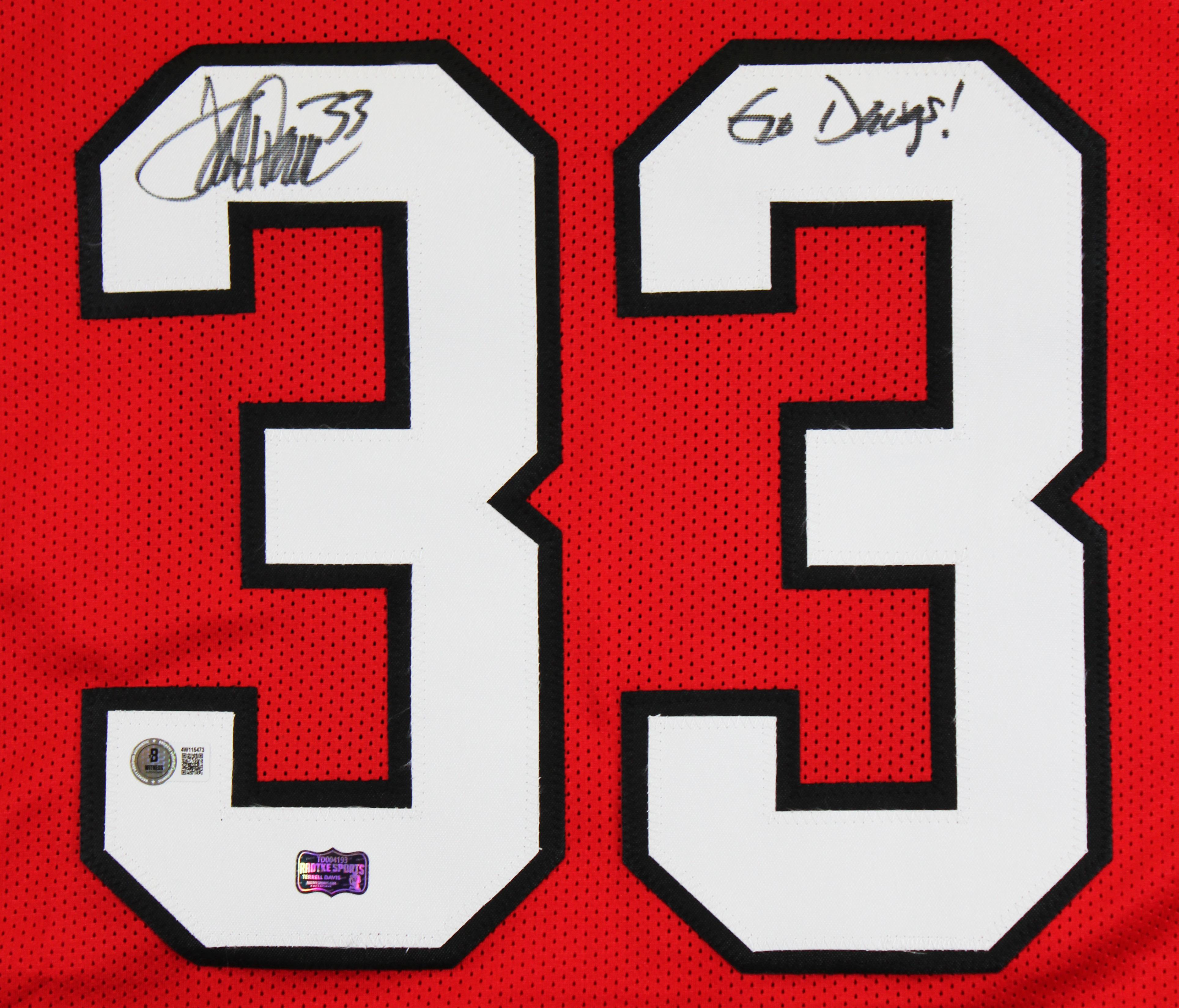 Terrell Davis Signed Jersey Inscribed "Go Dawgs" (Beckett) at PristineAuction.com Terrell Davis Signed Jersey Inscribed "Go Dawgs" (Beckett) at PristineAuction.com