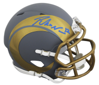 Puka Nacua Signed Rams Slate Alternate Speed Mini Helmet (Fanatics) at PristineAuction.com