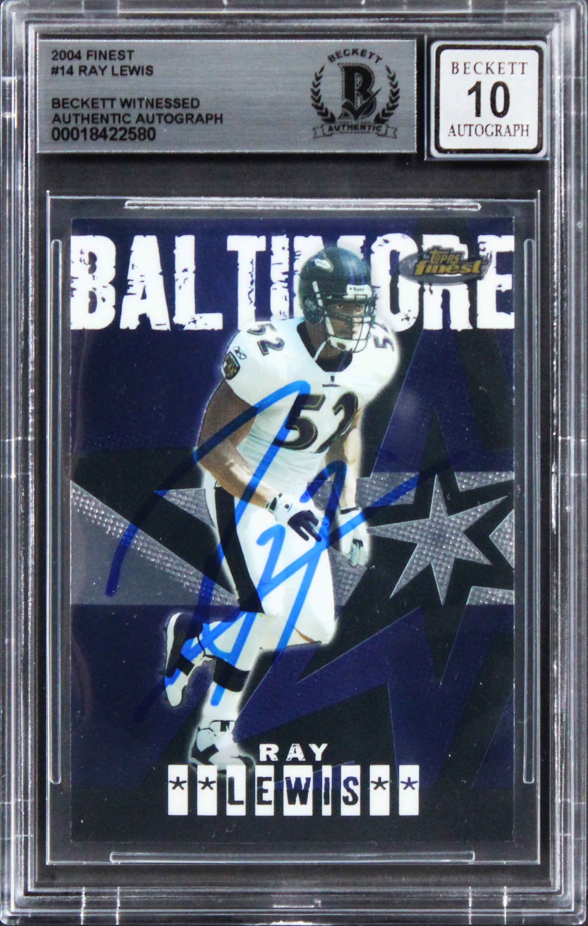 Ray Lewis Signed 2001 Finest #14 (BGS | Auto 10) at PristineAuction.com Ray Lewis Signed 2001 Finest #14 (BGS | Auto 10) at PristineAuction.com