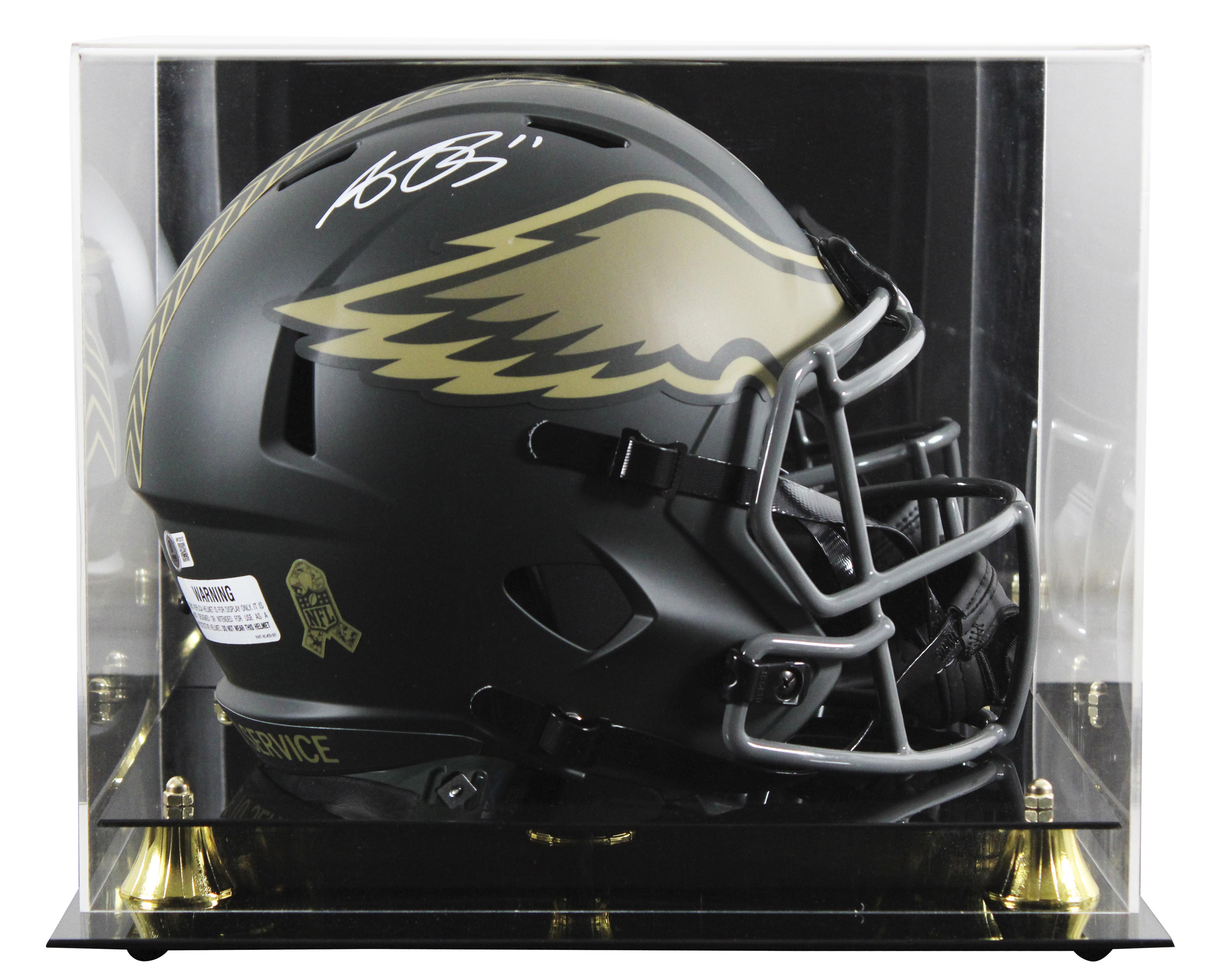 A.J. Brown Signed Eagles Full-Size Salute to Service Alternate Speed Helmet with Display Case (Beckett) at PristineAuction.com A.J. Brown Signed Eagles Full-Size Salute to Service Alternate Speed Helmet with Display Case (Beckett) at PristineAuction.com