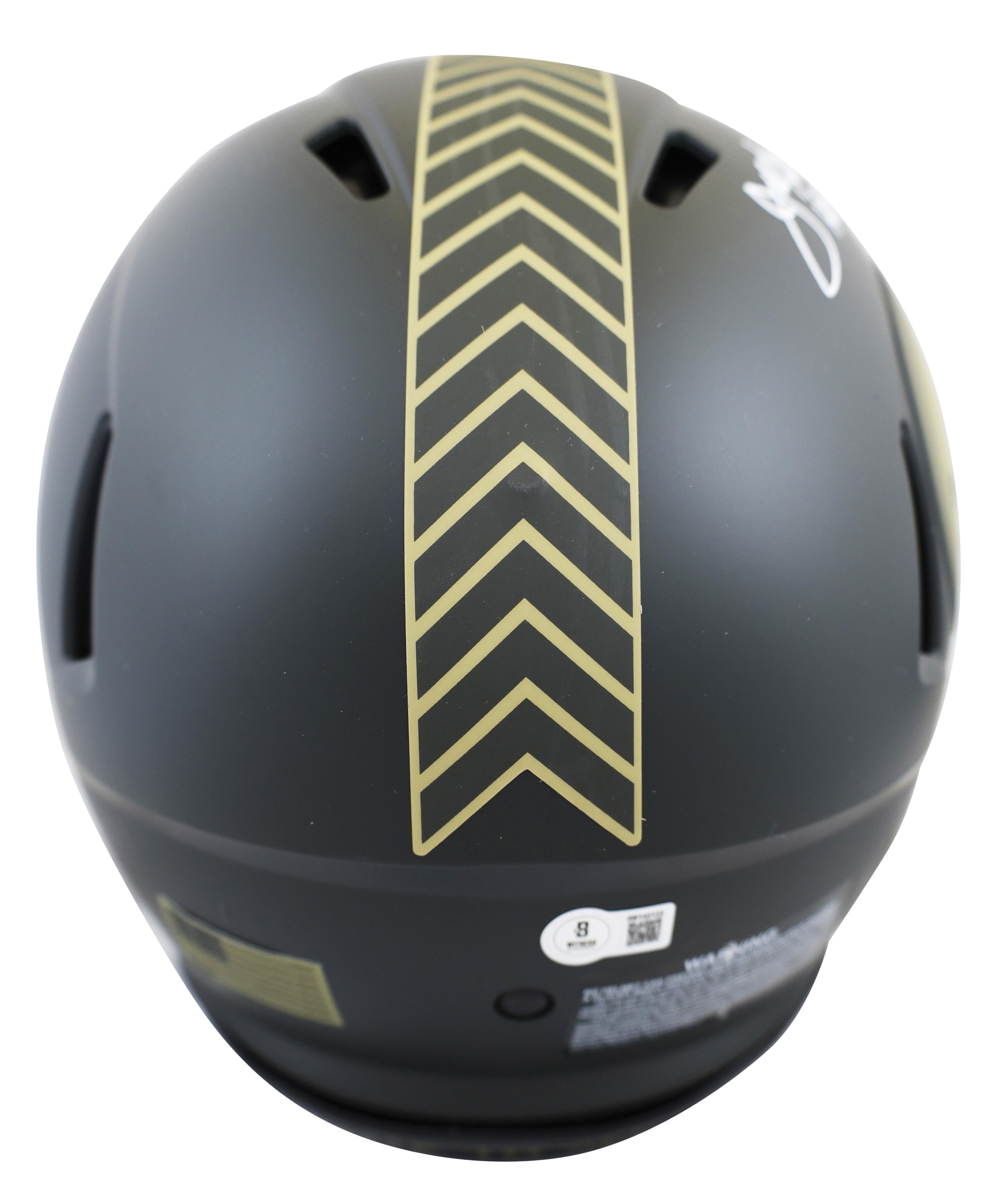 Joe Greene Signed Steelers Full-Size Authentic On-Field Salute to Service Alternate Speed Helmet Inscribed "HOF 87" with Display Case (Beckett) at PristineAuction.com Joe Greene Signed Steelers Full-Size Authentic On-Field Salute to Service Alternate Speed Helmet Inscribed "HOF 87" with Display Case (Beckett) at PristineAuction.com