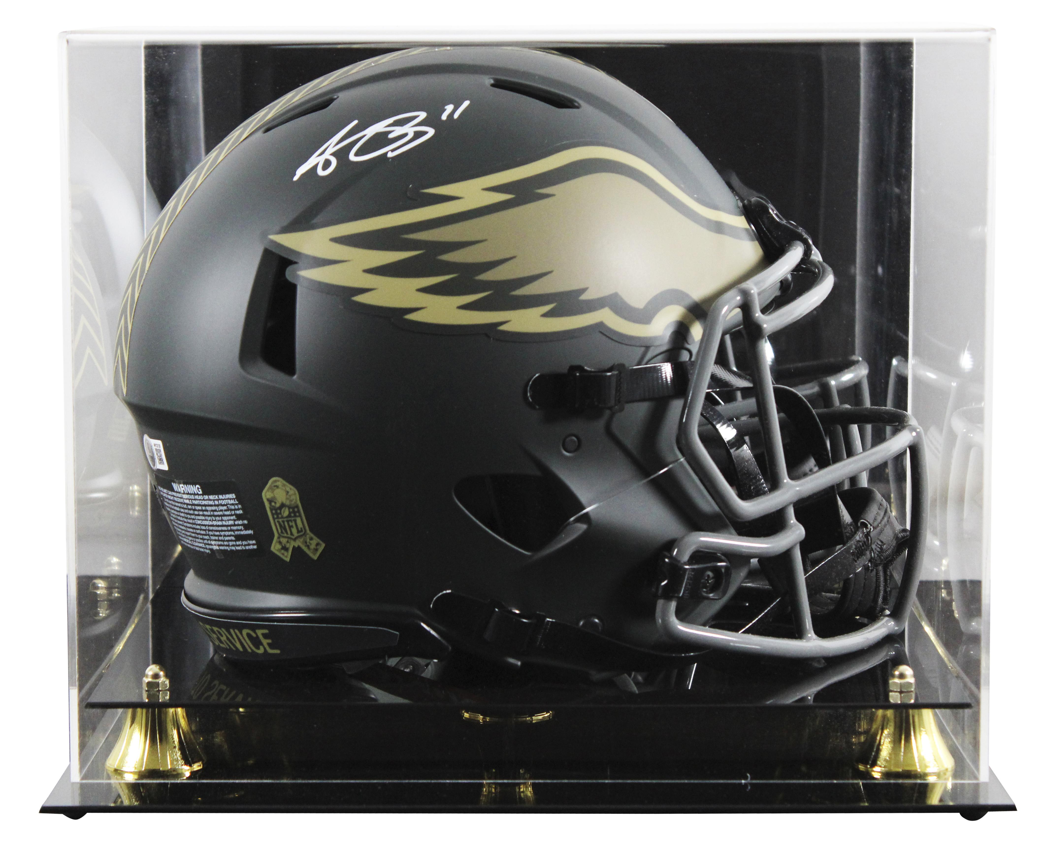 A.J. Brown Signed Eagles Full-Size Authentic On-Field Salute to Service Alternate Speed Helmet with Display Case (Beckett) at PristineAuction.com A.J. Brown Signed Eagles Full-Size Authentic On-Field Salute to Service Alternate Speed Helmet with Display Case (Beckett) at PristineAuction.com