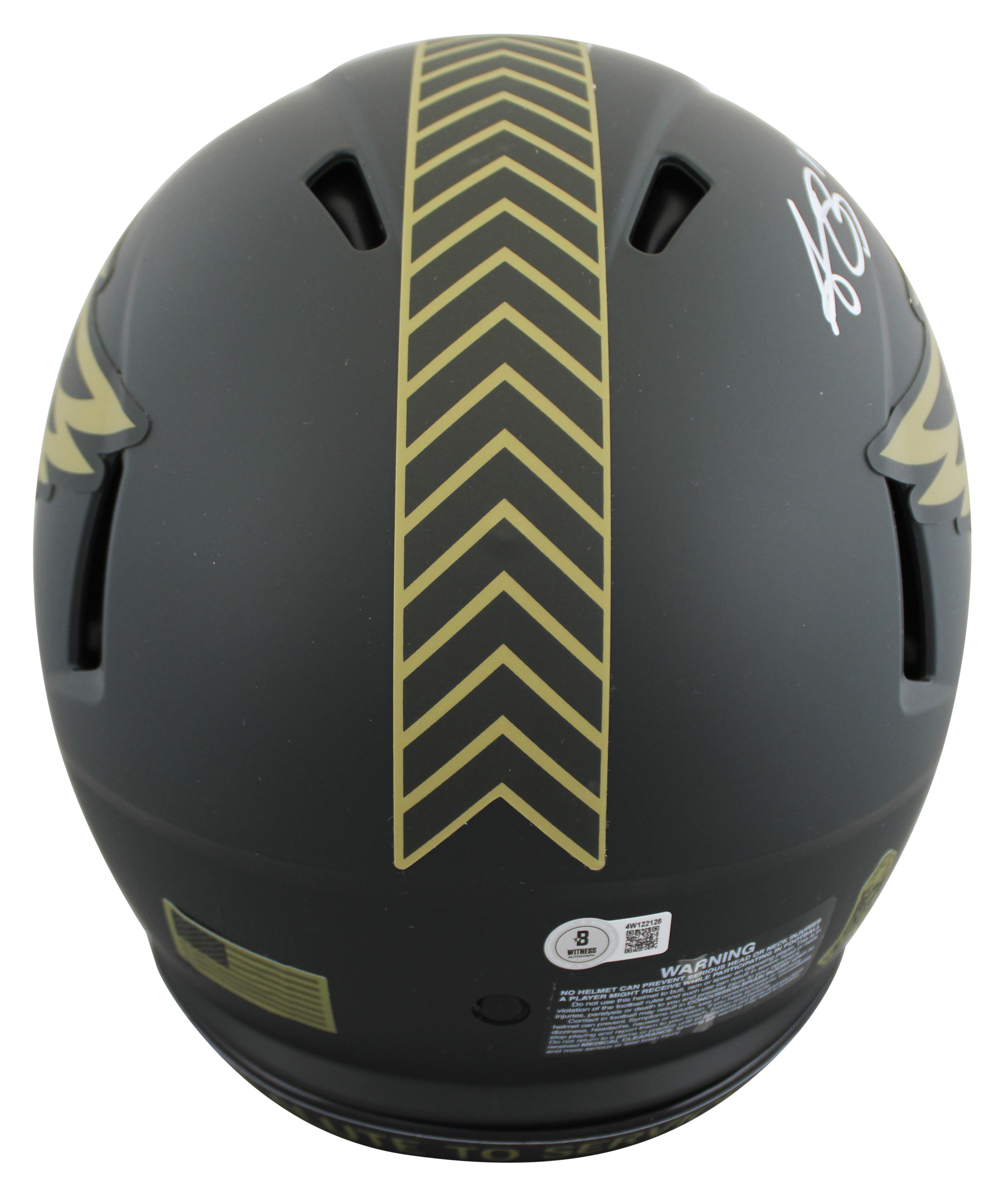 A.J. Brown Signed Eagles Full-Size Authentic On-Field Salute to Service Alternate Speed Helmet with Display Case (Beckett) at PristineAuction.com A.J. Brown Signed Eagles Full-Size Authentic On-Field Salute to Service Alternate Speed Helmet with Display Case (Beckett) at PristineAuction.com