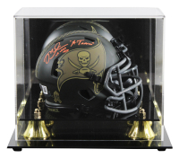 Mike Alstott Signed Buccaneers Salute to Service Alternate Speed Mini Helmet Inscribed "A-Train" with Display Case (Beckett) at PristineAuction.com