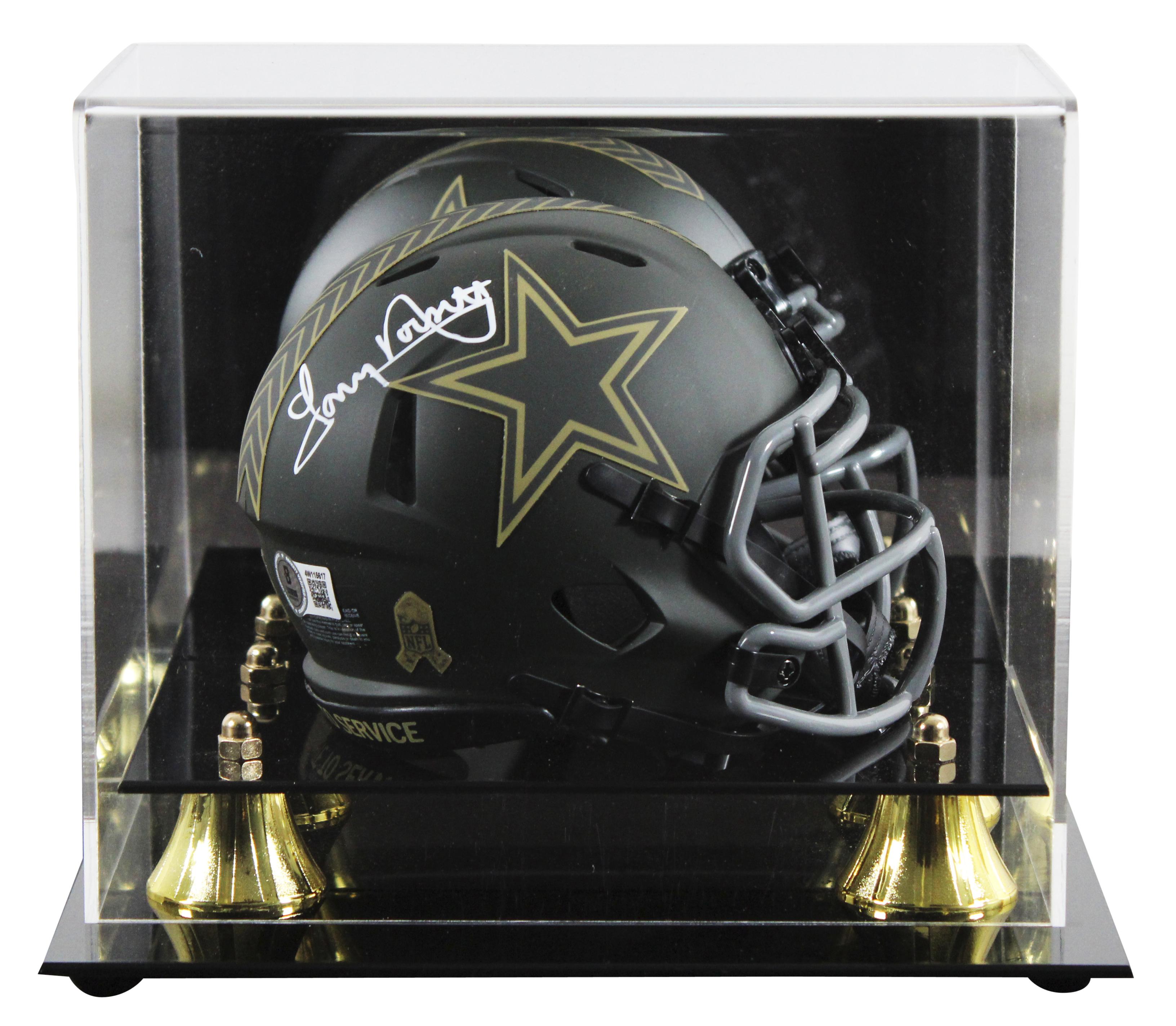 Tony Dorsett Signed Cowboys Salute to Service Alternate Speed Mini Helmet with Display Case (Beckett) at PristineAuction.com Tony Dorsett Signed Cowboys Salute to Service Alternate Speed Mini Helmet with Display Case (Beckett) at PristineAuction.com