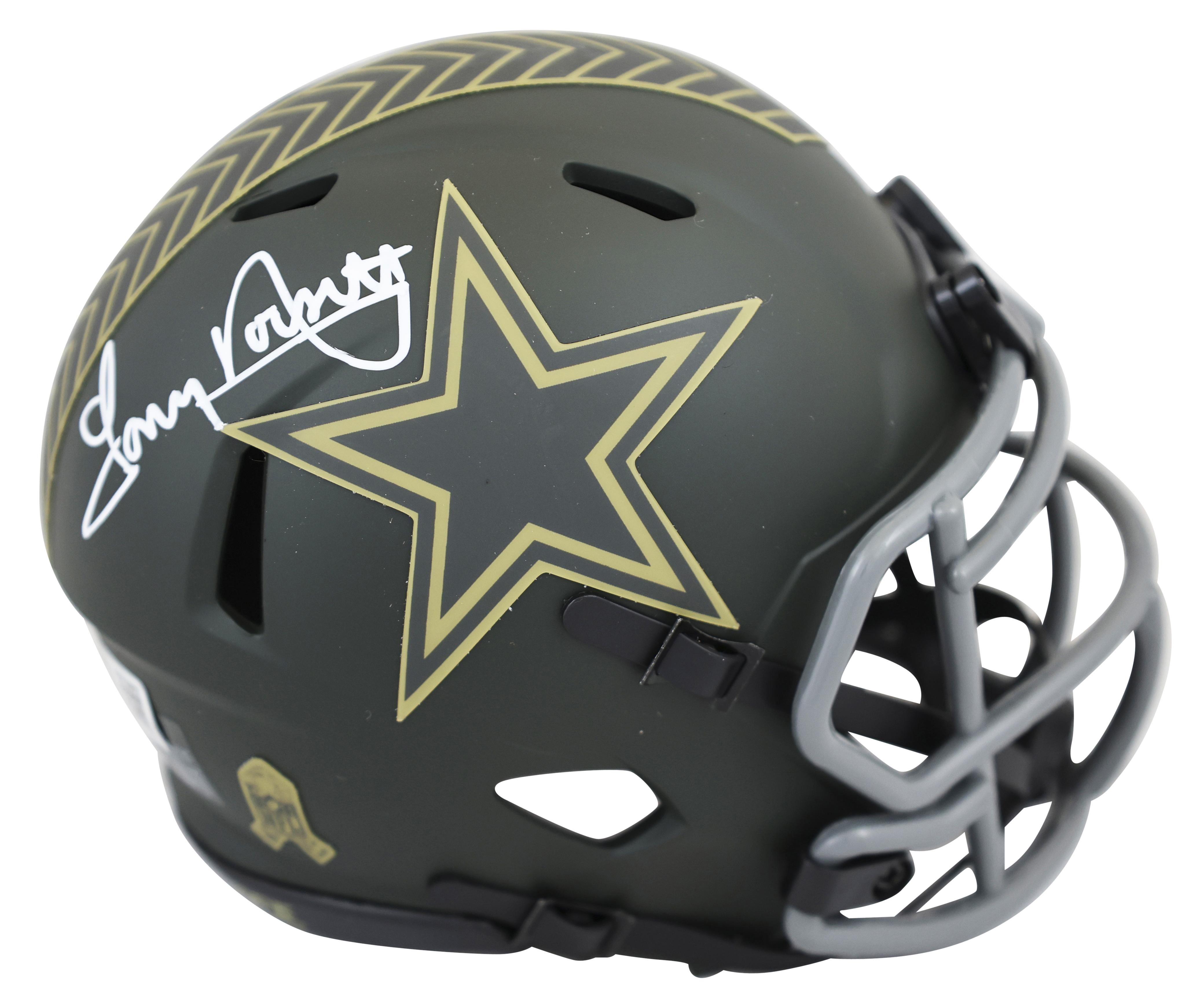 Tony Dorsett Signed Cowboys Salute to Service Alternate Speed Mini Helmet with Display Case (Beckett) at PristineAuction.com Tony Dorsett Signed Cowboys Salute to Service Alternate Speed Mini Helmet with Display Case (Beckett) at PristineAuction.com