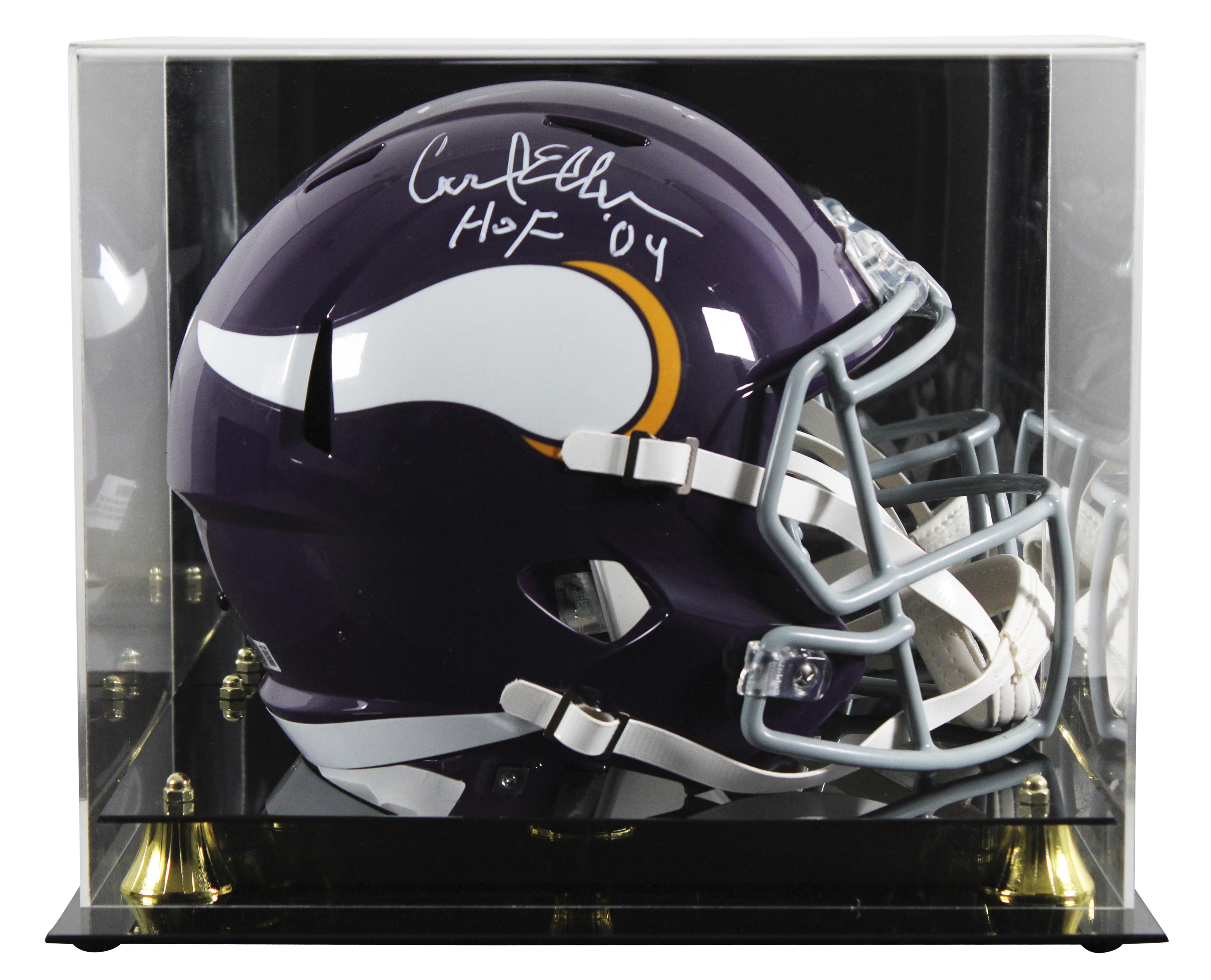 Carl Eller Signed Vikings Full-Size Throwback Alternate Speed Helmet Inscribed "HOF 2004" with Display Case (Beckett) at PristineAuction.com Carl Eller Signed Vikings Full-Size Throwback Alternate Speed Helmet Inscribed "HOF 2004" with Display Case (Beckett) at PristineAuction.com