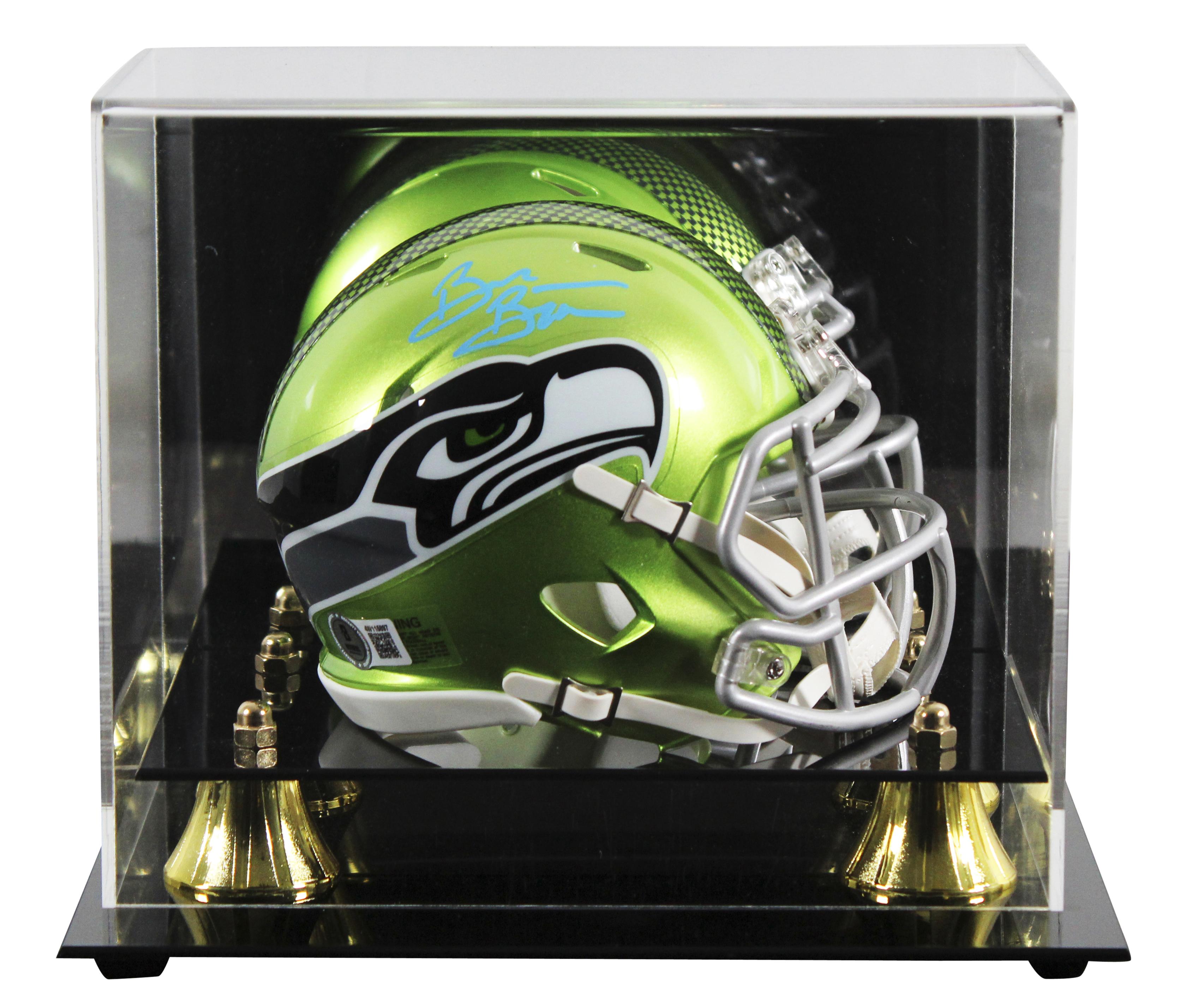Brian Bosworth Signed Seahawks Flash Alternate Speed Mini Helmet with Display Case (Beckett) at PristineAuction.com Brian Bosworth Signed Seahawks Flash Alternate Speed Mini Helmet with Display Case (Beckett) at PristineAuction.com