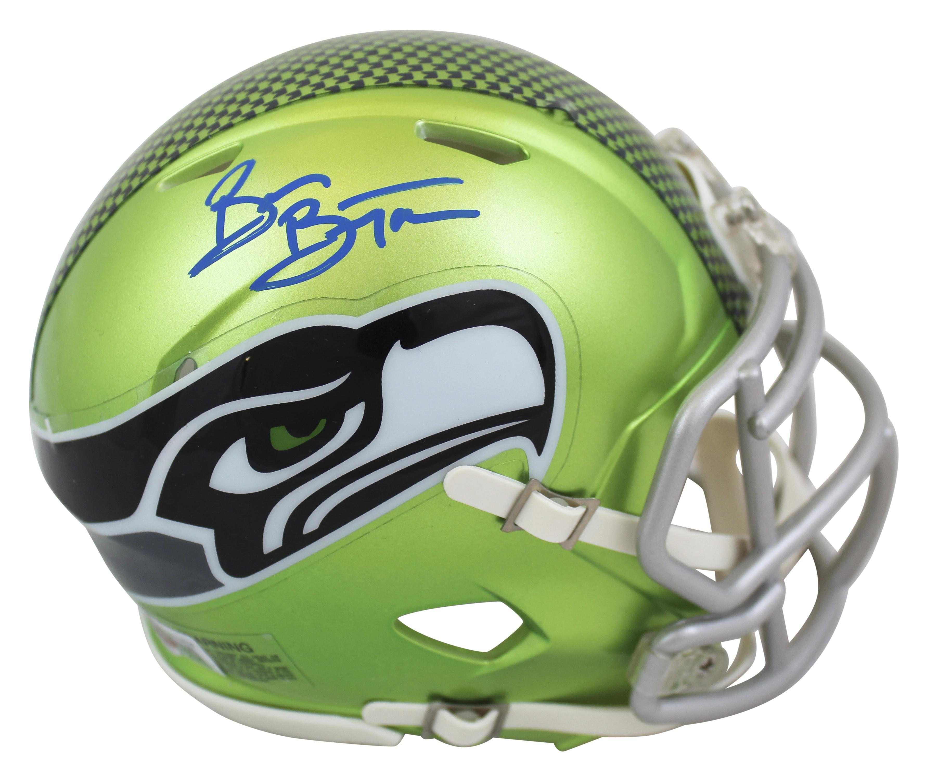 Brian Bosworth Signed Seahawks Flash Alternate Speed Mini Helmet with Display Case (Beckett) at PristineAuction.com Brian Bosworth Signed Seahawks Flash Alternate Speed Mini Helmet with Display Case (Beckett) at PristineAuction.com
