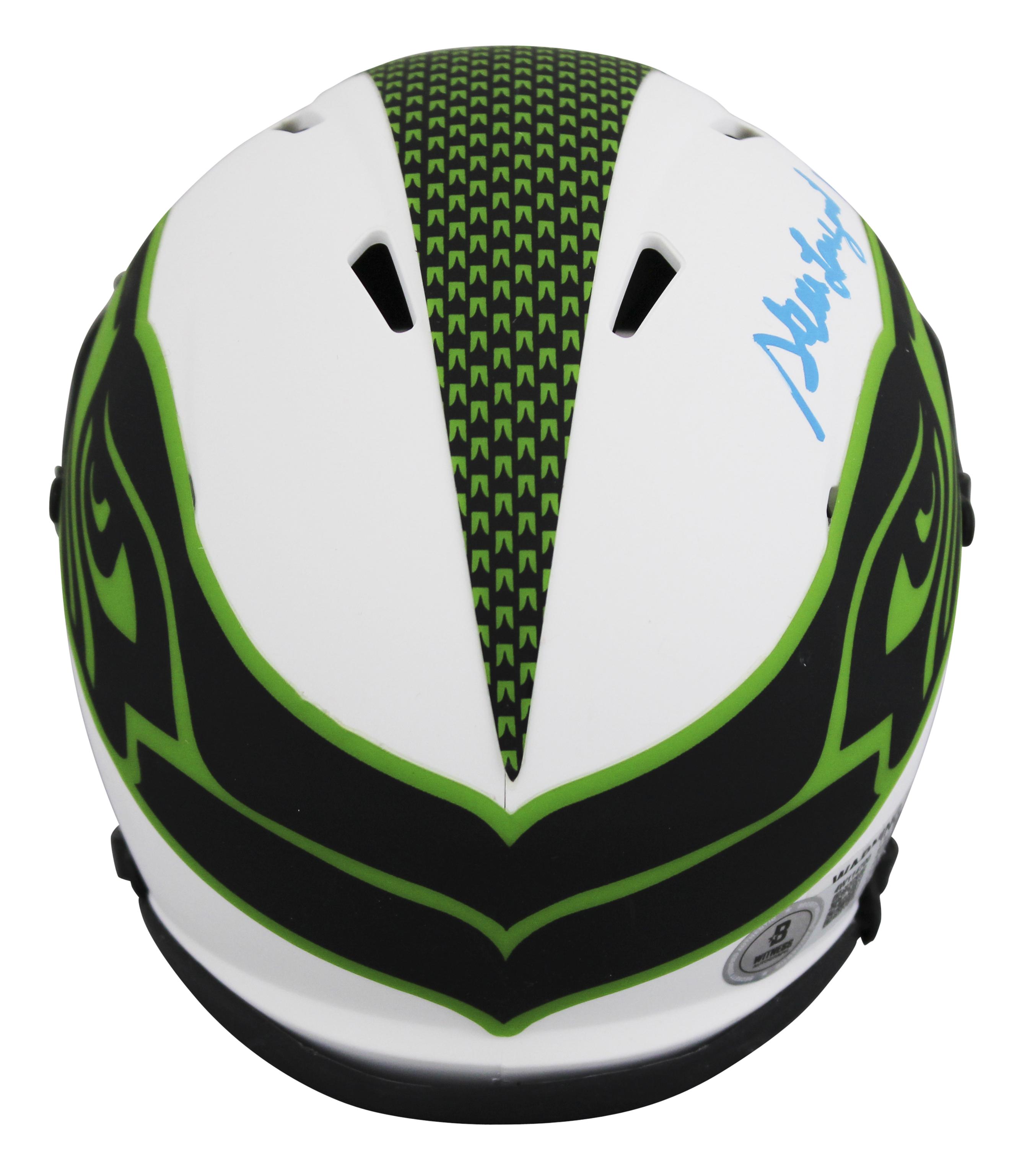 Steve Largent Signed Seahawks Lunar Eclipse Alternate Speed Mini Helmet Inscribed "HOF 1995" with Display Case (Beckett) at PristineAuction.com Steve Largent Signed Seahawks Lunar Eclipse Alternate Speed Mini Helmet Inscribed "HOF 1995" with Display Case (Beckett) at PristineAuction.com