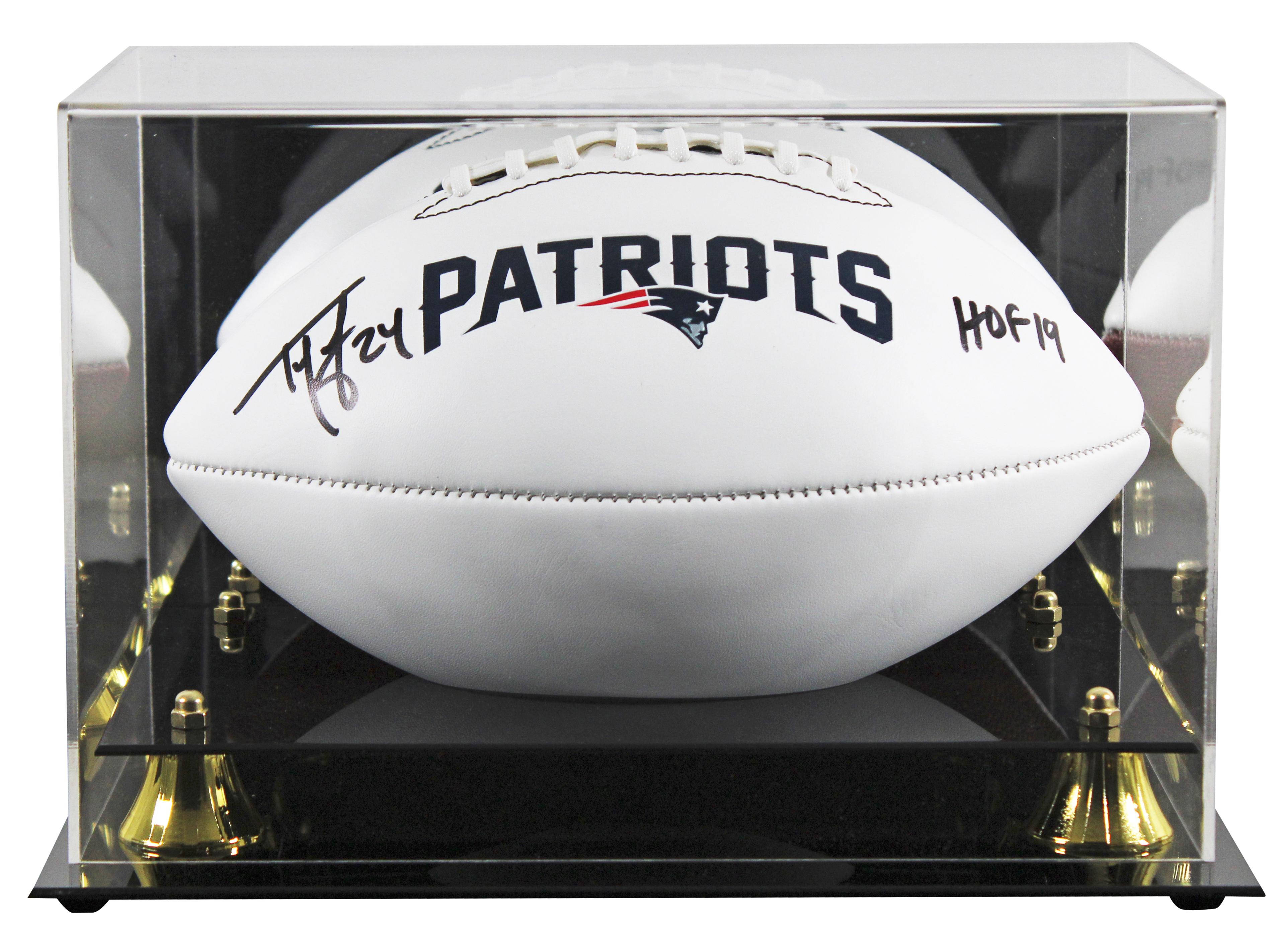 Ty Law Signed Patriots Logo Football Inscribed "HOF 19" with Display Case (Beckett) at PristineAuction.com Ty Law Signed Patriots Logo Football Inscribed "HOF 19" with Display Case (Beckett) at PristineAuction.com