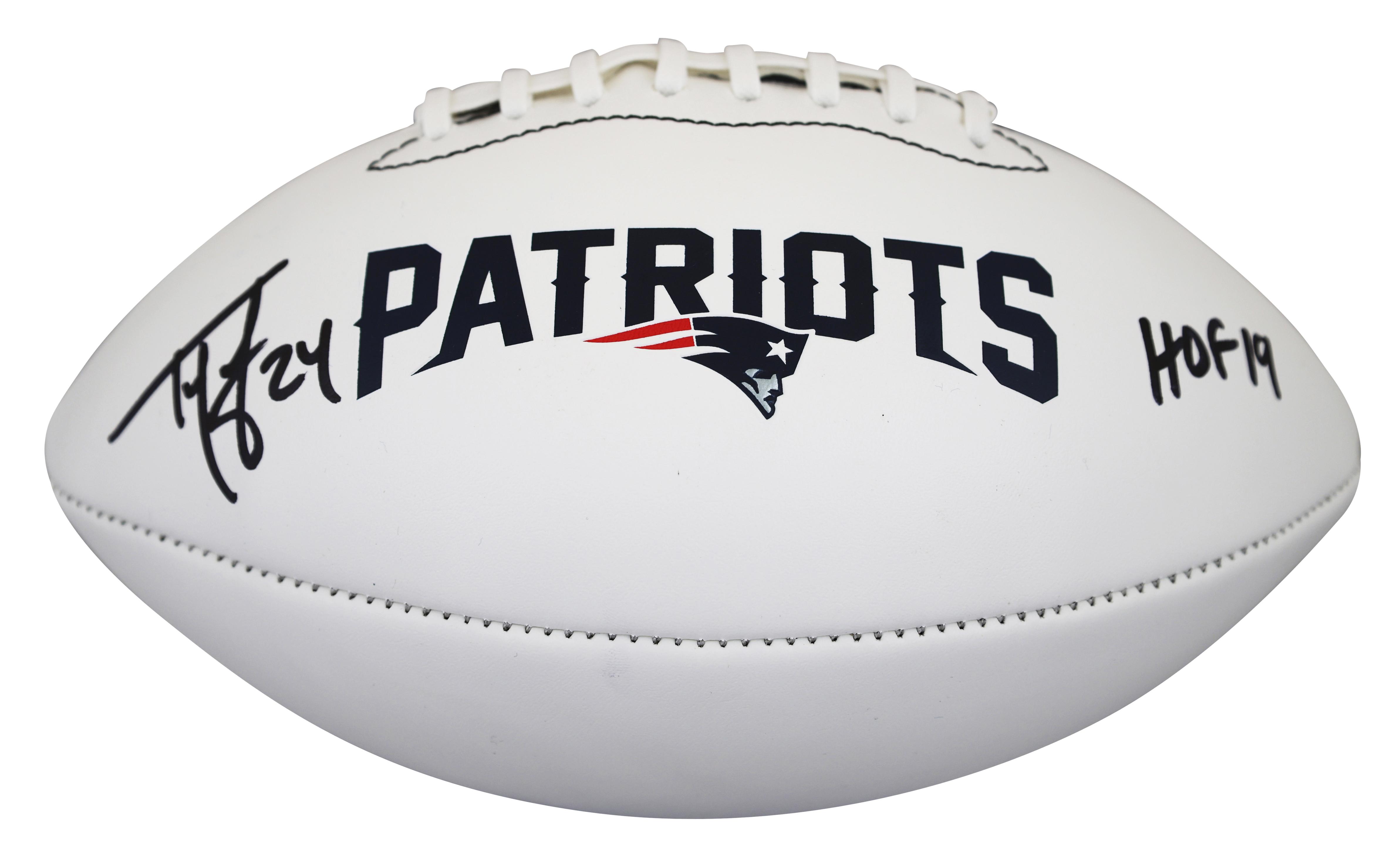 Ty Law Signed Patriots Logo Football Inscribed "HOF 19" with Display Case (Beckett) at PristineAuction.com Ty Law Signed Patriots Logo Football Inscribed "HOF 19" with Display Case (Beckett) at PristineAuction.com
