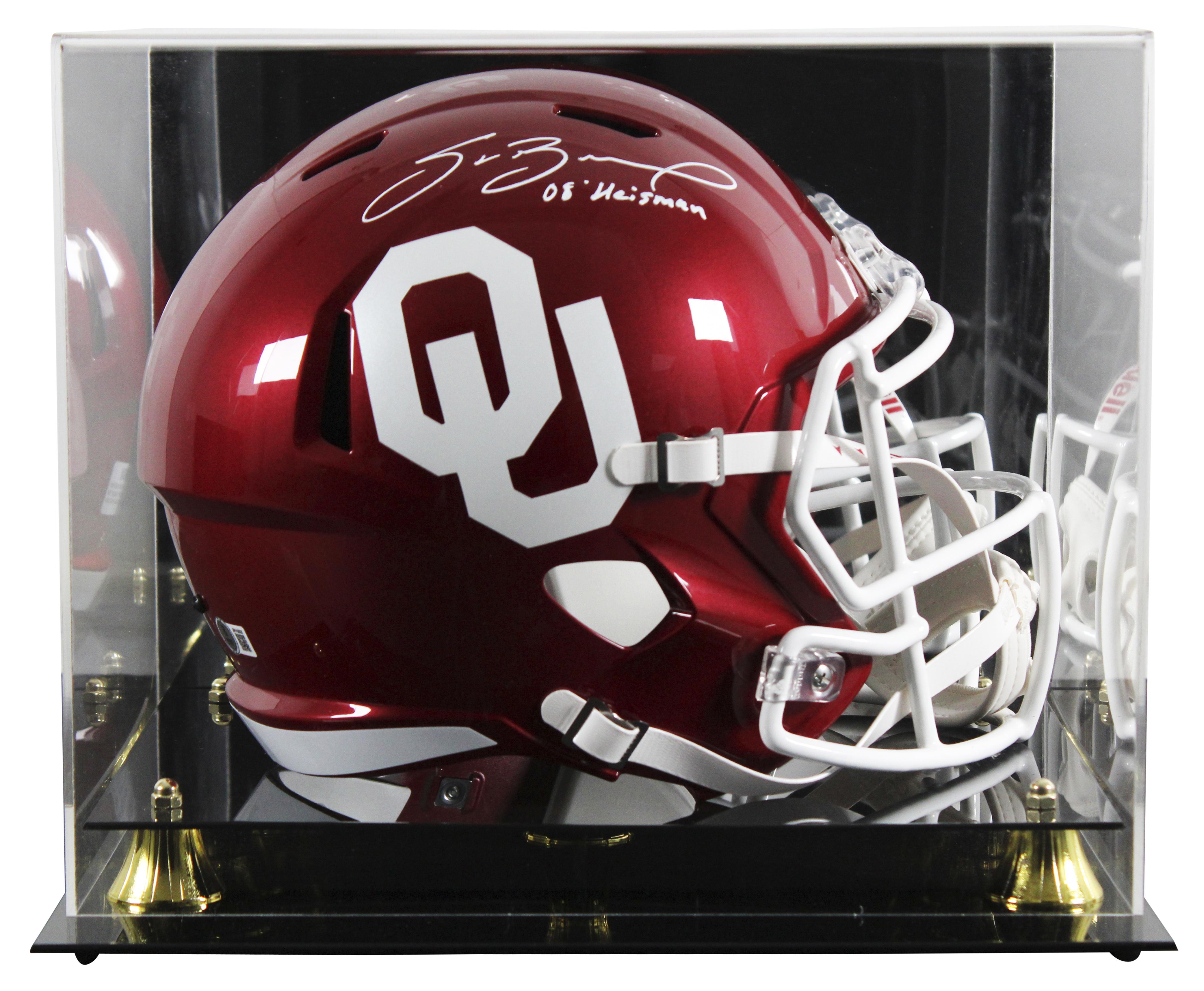 Sam Bradford Signed Oklahoma Sooners Full-Size Speed Helmet Inscribed "2008 Heisman" (Beckett) at PristineAuction.com Sam Bradford Signed Oklahoma Sooners Full-Size Speed Helmet Inscribed "2008 Heisman" (Beckett) at PristineAuction.com