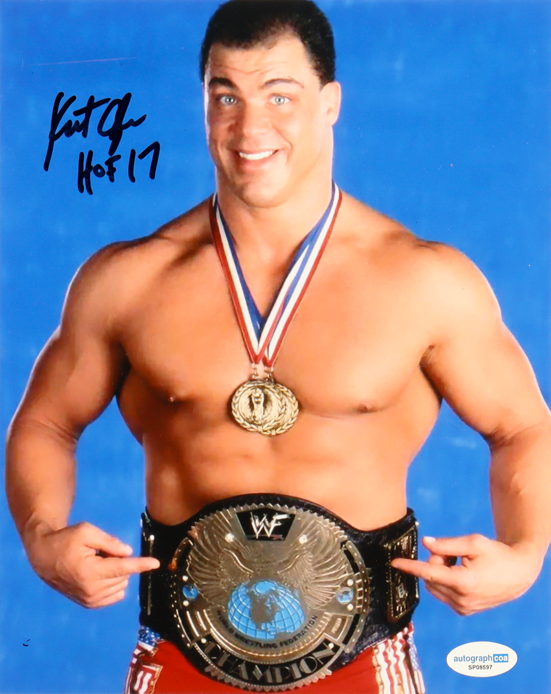 Kurt Angle Signed WWE 8x10 Photo Inscribed "HOF 17" (ACOA) at PristineAuction.com Kurt Angle Signed WWE 8x10 Photo Inscribed "HOF 17" (ACOA) at PristineAuction.com