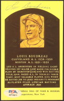 Lou Boudreau Signed Hall of Fame Plaque Postcard (PSA) at PristineAuction.com