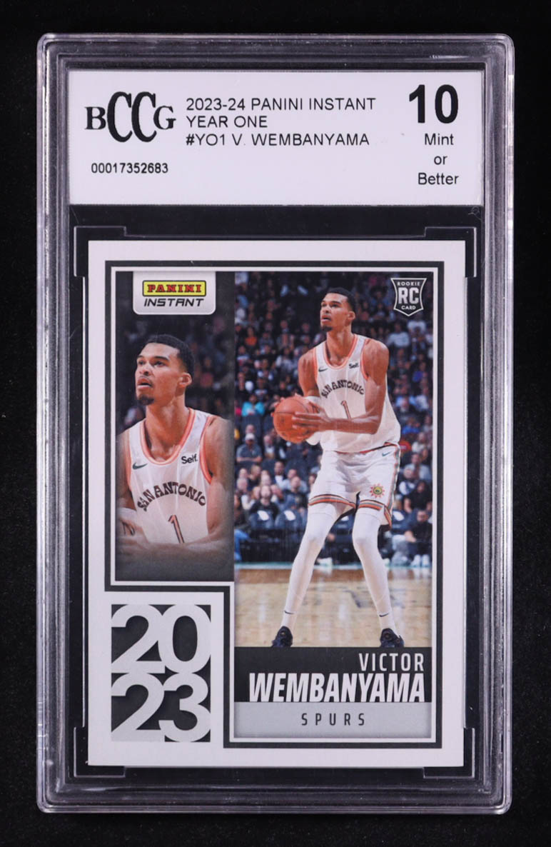 Victor Wembanyama 2023-24 Panini Instant Year One #YO-1 RC (BCCG 10) at PristineAuction.com Victor Wembanyama 2023-24 Panini Instant Year One #YO-1 RC (BCCG 10) at PristineAuction.com