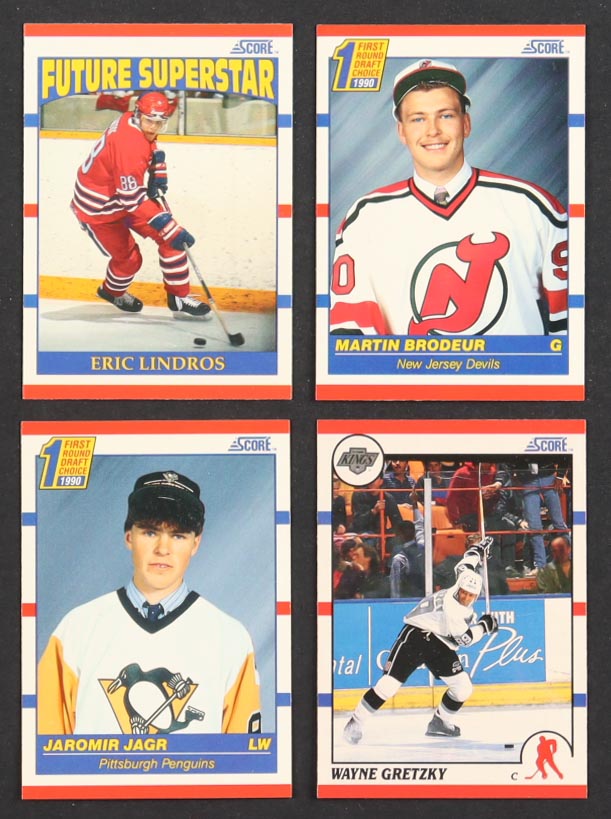 1990 Score NHL Hockey Canadian Premiere Edition Complete Factory Sealed Set of (445) Cards with Jaromir Jagr #428 RC, Martin Brodeur #439 RC, Eric Lindros #440 RC, Wayne Gretzky #1 at PristineAuction.com 1990 Score NHL Hockey Canadian Premiere Edition Complete Factory Sealed Set of (445) Cards with Jaromir Jagr #428 RC, Martin Brodeur #439 RC, Eric Lindros #440 RC, Wayne Gretzky #1 at PristineAuction.com