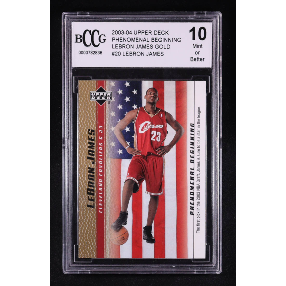 LeBron James 2003 Upper Deck Phenomenal Beginning Gold #20 RC (BCCG 10) at PristineAuction.com