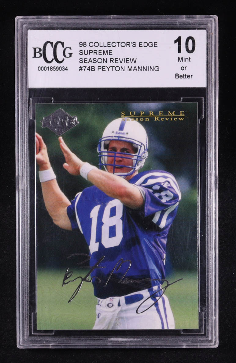 Peyton Manning 1998 Collector's Edge Supreme Season Review #748 RC (BCCG 10) at PristineAuction.com Peyton Manning 1998 Collector's Edge Supreme Season Review #748 RC (BCCG 10) at PristineAuction.com