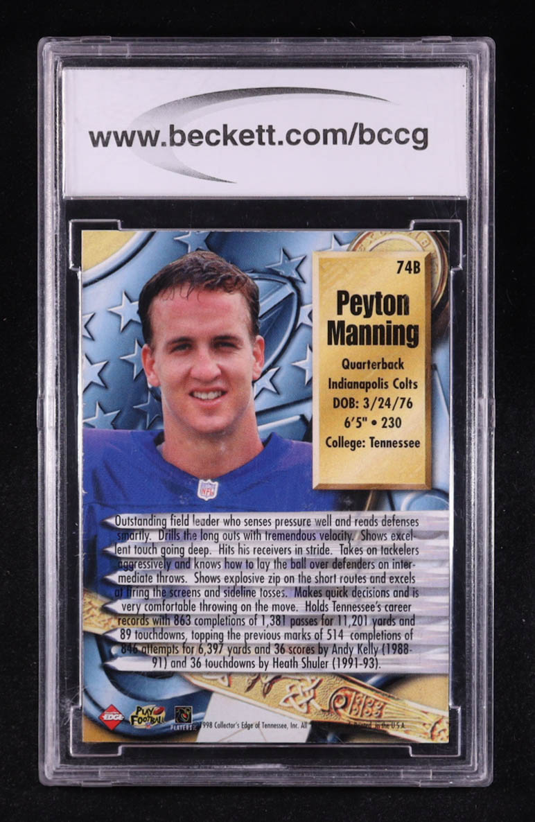 Peyton Manning 1998 Collector's Edge Supreme Season Review #748 RC (BCCG 10) at PristineAuction.com Peyton Manning 1998 Collector's Edge Supreme Season Review #748 RC (BCCG 10) at PristineAuction.com