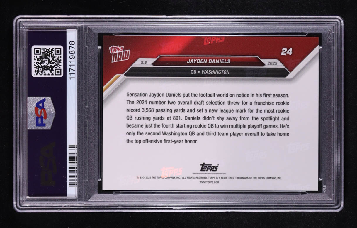Jayden Daniels 2024 Topps Now #24 RC (PSA 10) at PristineAuction.com Jayden Daniels 2024 Topps Now #24 RC (PSA 10) at PristineAuction.com