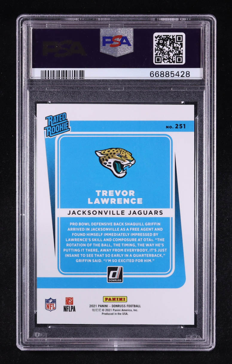 Trevor Lawrence 2021 Panini Donruss Rated Rookie #251 RC (PSA 10) at PristineAuction.com Trevor Lawrence 2021 Panini Donruss Rated Rookie #251 RC (PSA 10) at PristineAuction.com