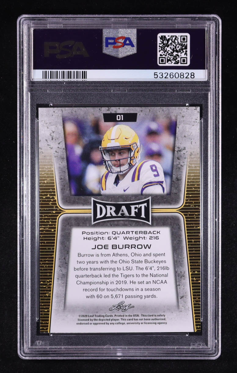 Joe Burrow 2020 Leaf Draft #01 XRC (PSA 10) at PristineAuction.com Joe Burrow 2020 Leaf Draft #01 XRC (PSA 10) at PristineAuction.com