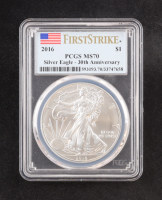 2016 American $1 Dollar Silver Eagle, First Strike - Silver Eagle 30th Anniversary (PCGS MS70) at PristineAuction.com