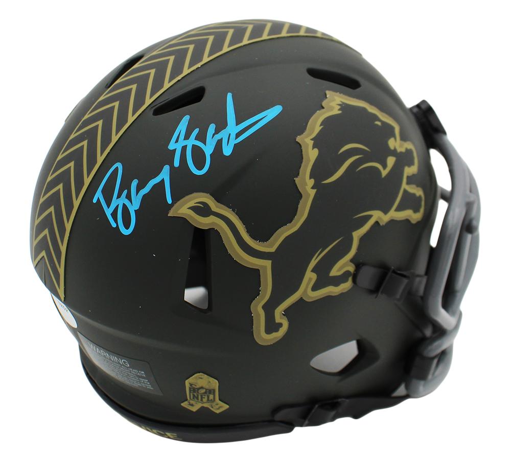 Barry Sanders Signed Lions Salute to Service Alternate Speed Mini Helmet (Schwartz) at PristineAuction.com Barry Sanders Signed Lions Salute to Service Alternate Speed Mini Helmet (Schwartz) at PristineAuction.com