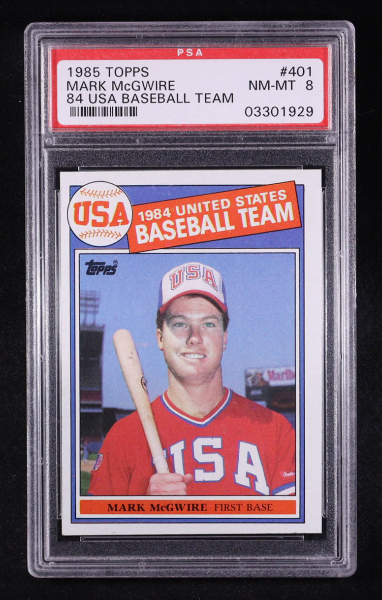 Mark McGwire 1985 Topps 84 USA Baseball Team #401 RC (PSA 8) at PristineAuction.com Mark McGwire 1985 Topps 84 USA Baseball Team #401 RC (PSA 8) at PristineAuction.com