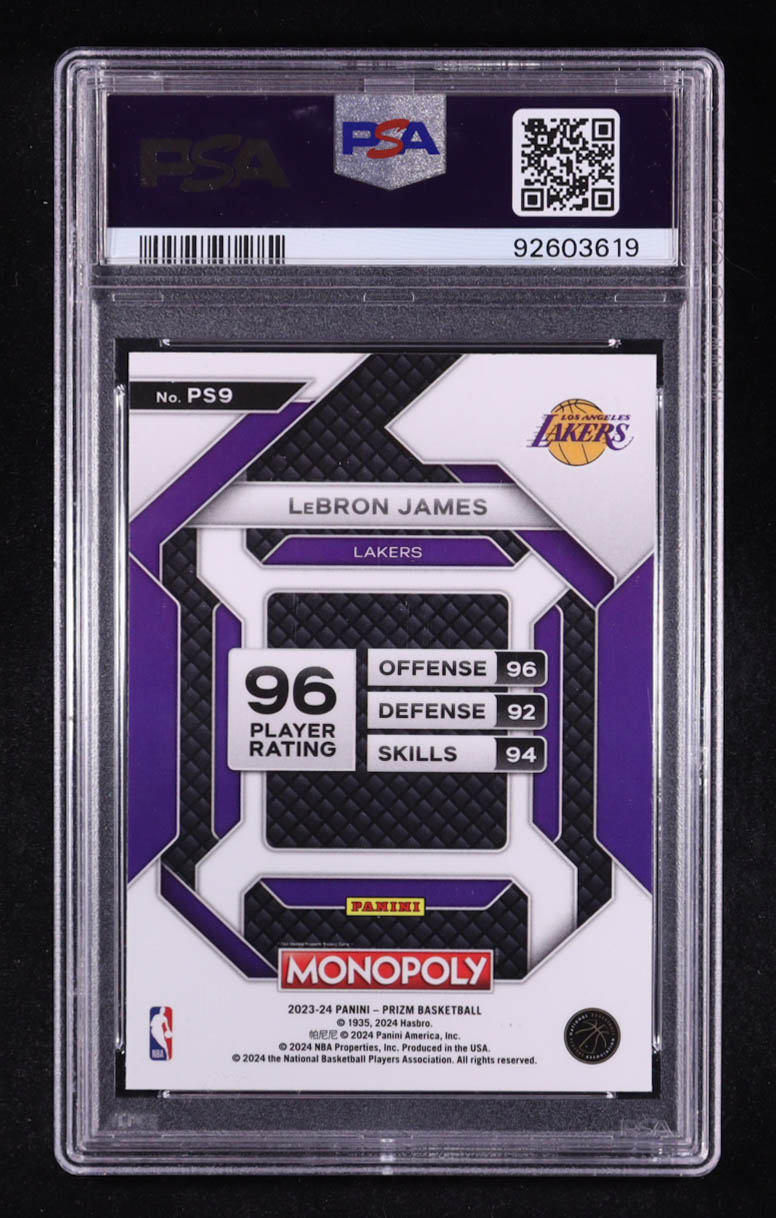 LeBron James 2023-24 Panini Prizm Monopoly All-Star #PS9 (PSA 10) at PristineAuction.com LeBron James 2023-24 Panini Prizm Monopoly All-Star #PS9 (PSA 10) at PristineAuction.com