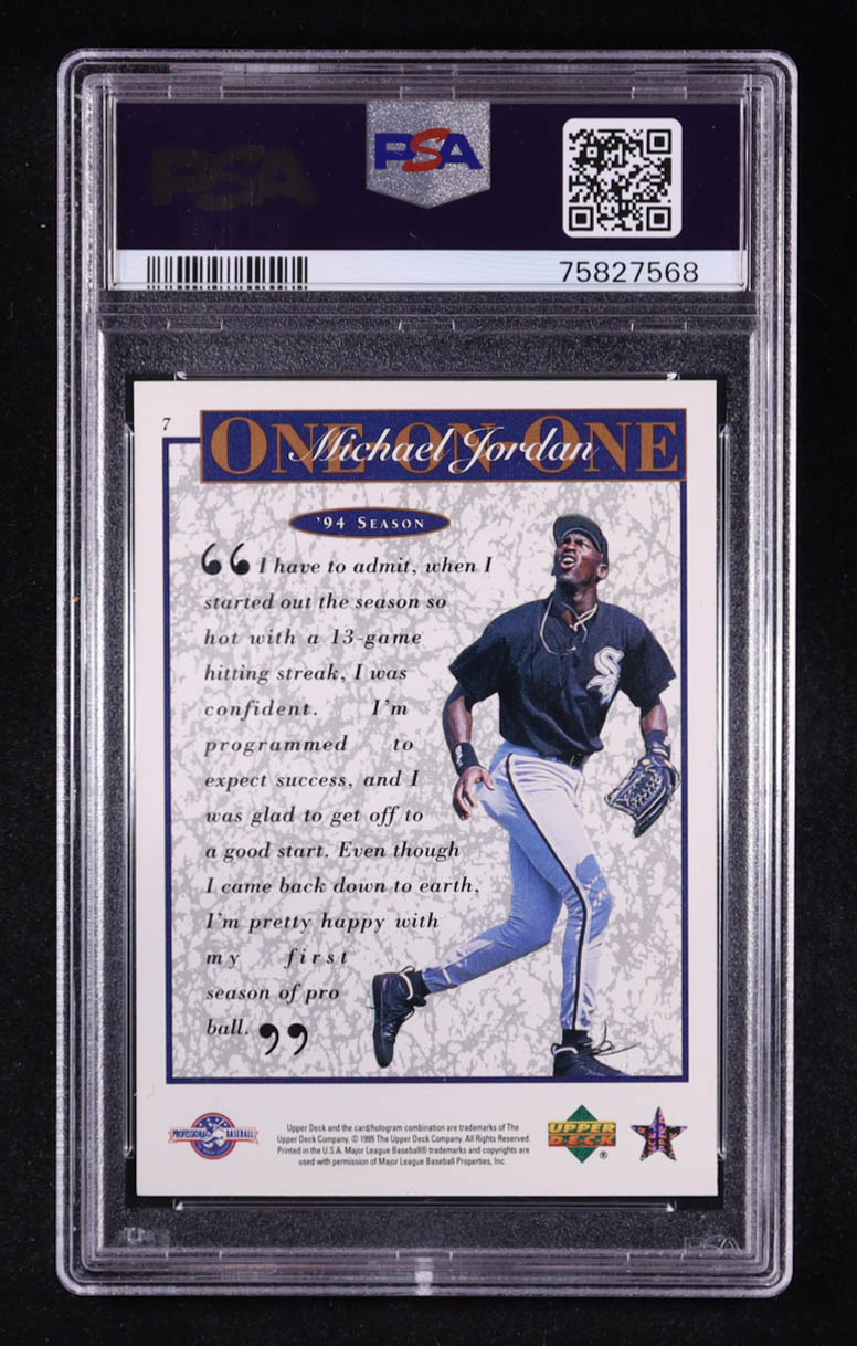 Michael Jordan 1995 Upper Deck Minor League '94 Season M.J. One On One #7 RC (PSA 9) at PristineAuction.com Michael Jordan 1995 Upper Deck Minor League '94 Season M.J. One On One #7 RC (PSA 9) at PristineAuction.com