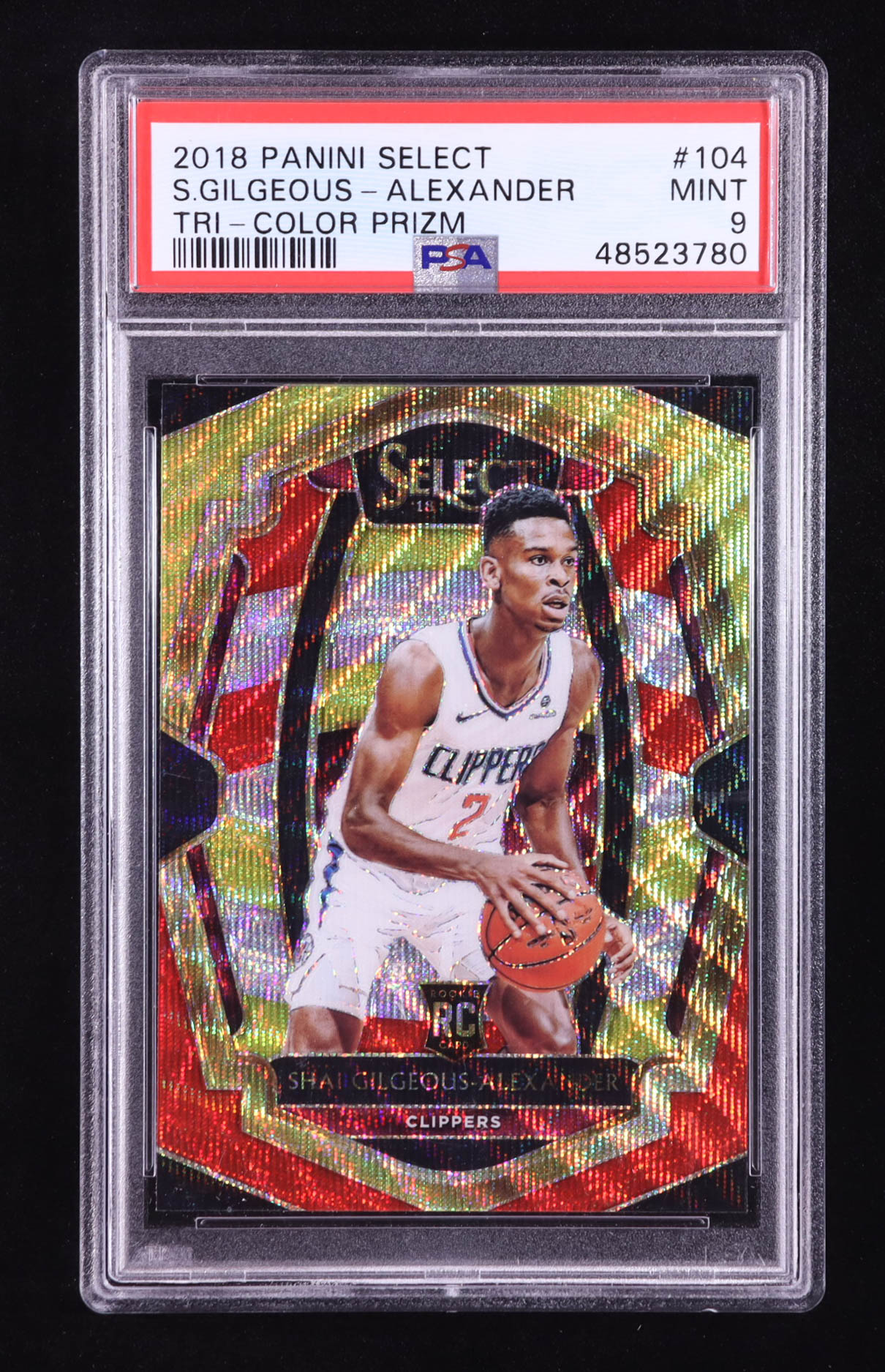 Shai Gilgeous-Alexander 2018-19 Select Prizms Tri Color #104 RC (PSA 9) at PristineAuction.com Shai Gilgeous-Alexander 2018-19 Select Prizms Tri Color #104 RC (PSA 9) at PristineAuction.com