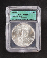 1986 Proof American $1 Dollar Silver Eagle - First Year of Issue (ICG MS69) at PristineAuction.com