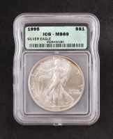 1995 American $1 Dollar Silver Eagle (ICG MS69) at PristineAuction.com