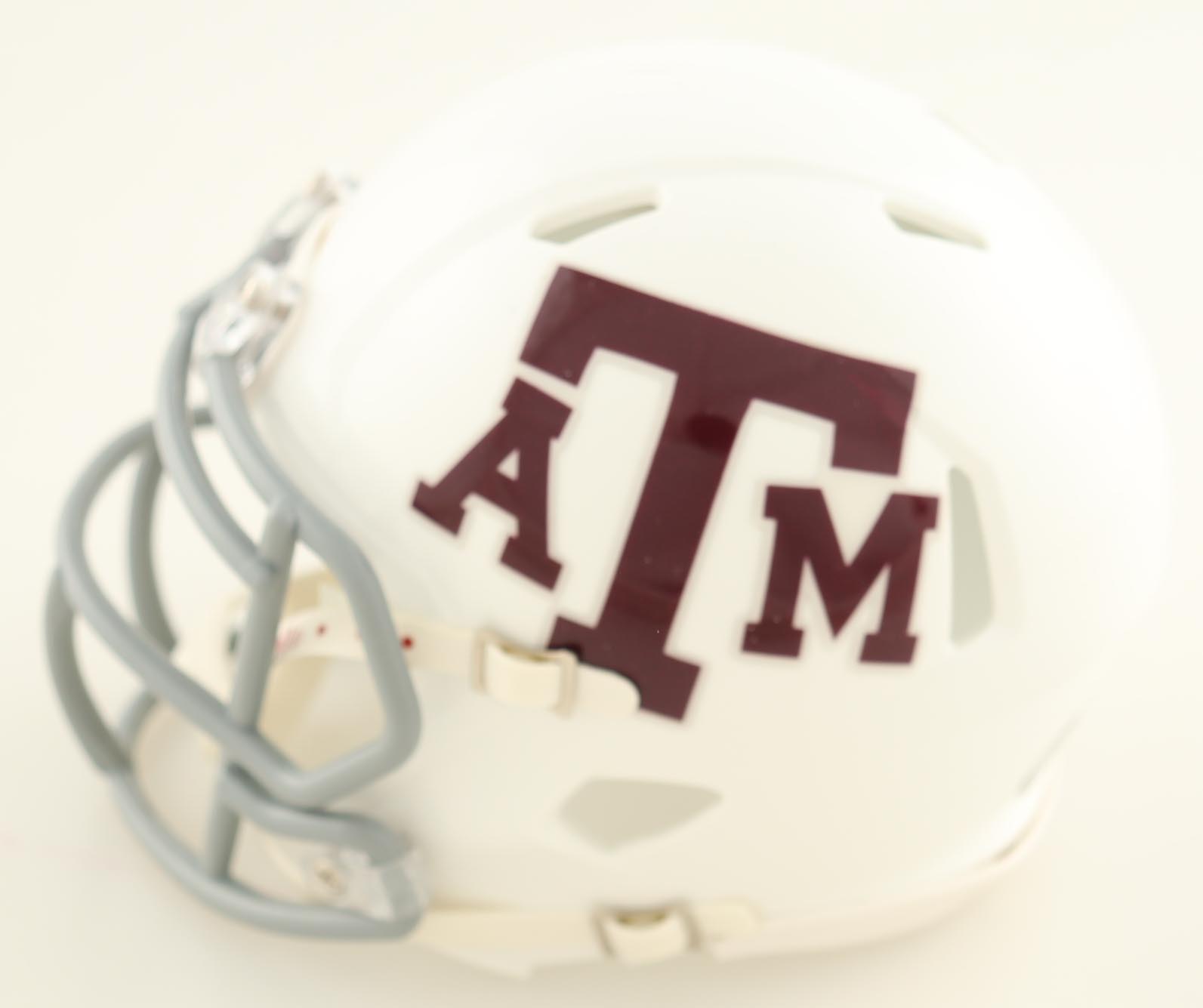 Johnny Manziel Signed Texas A&M Aggies Speed Mini Helmet Inscribed "'12 Heisman" (Beckett) at PristineAuction.com Johnny Manziel Signed Texas A&M Aggies Speed Mini Helmet Inscribed "'12 Heisman" (Beckett) at PristineAuction.com