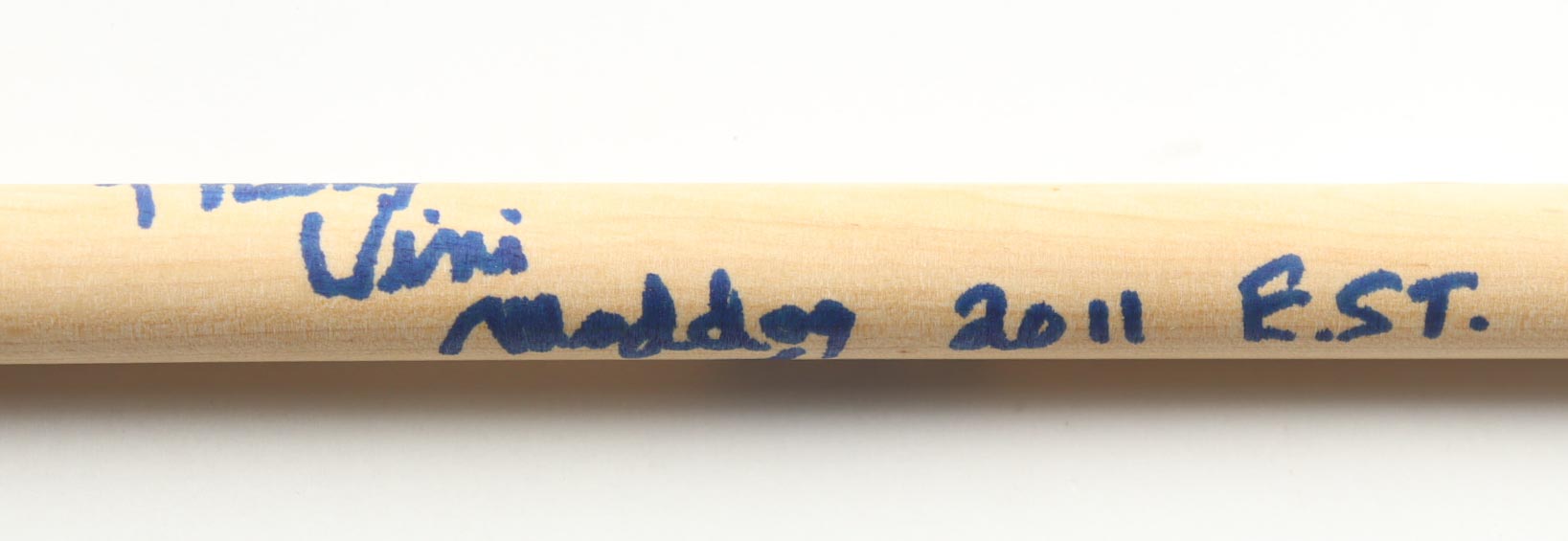 Vini Lopez Signed Drum Stick Inscribed "Mad Dog 2011 E.S.T." & "Thanx" (JSA) at PristineAuction.com Vini Lopez Signed Drum Stick Inscribed "Mad Dog 2011 E.S.T." & "Thanx" (JSA) at PristineAuction.com