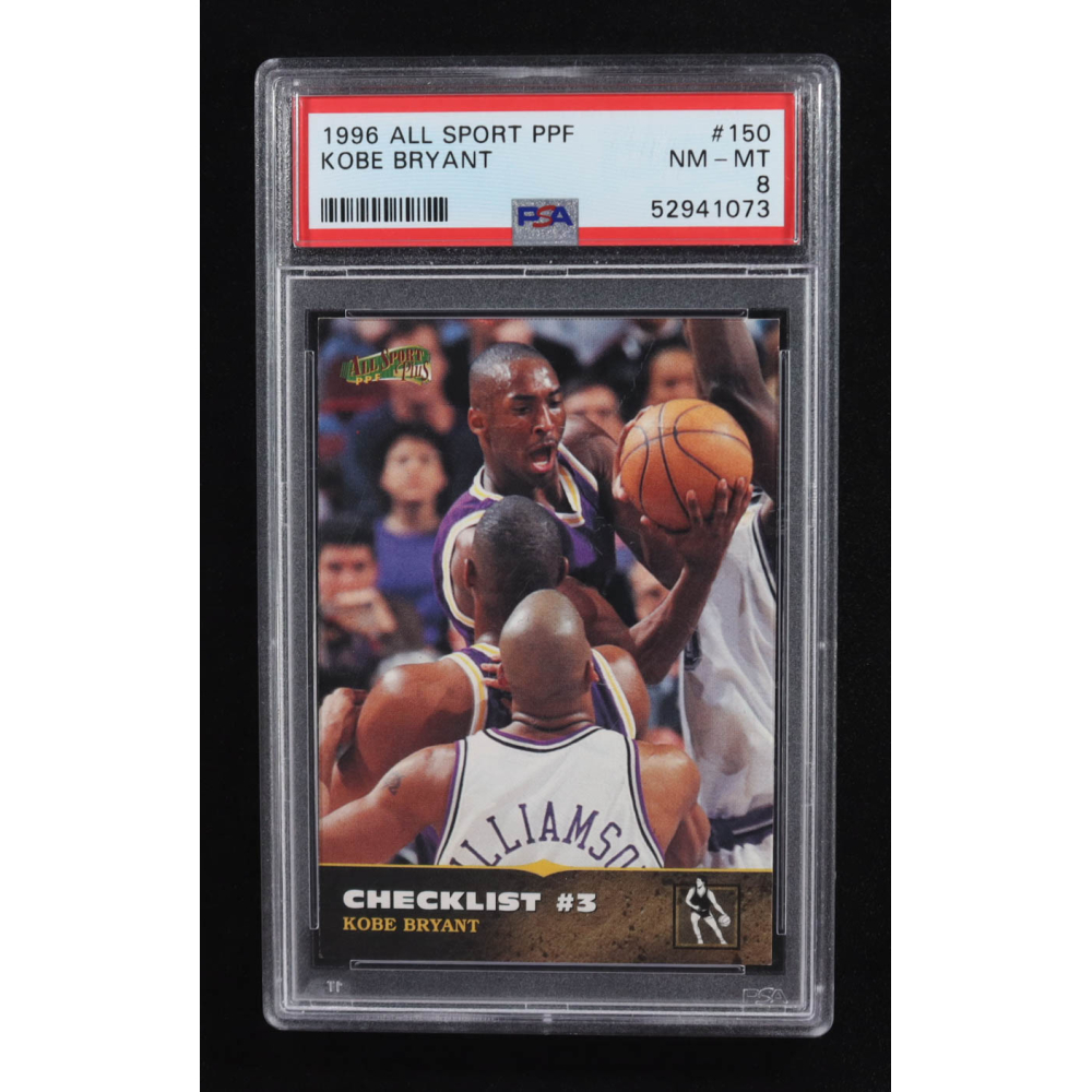 Kobe Bryant 1996 All Sport PPF Checklist #150 RC (PSA 8) at PristineAuction.com