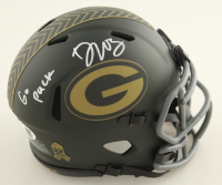 Dontayvion Wicks Signed Packers Salute To Service Alternate Speed Mini Helmet Inscribed "Go Pack" (JSA) at PristineAuction.com