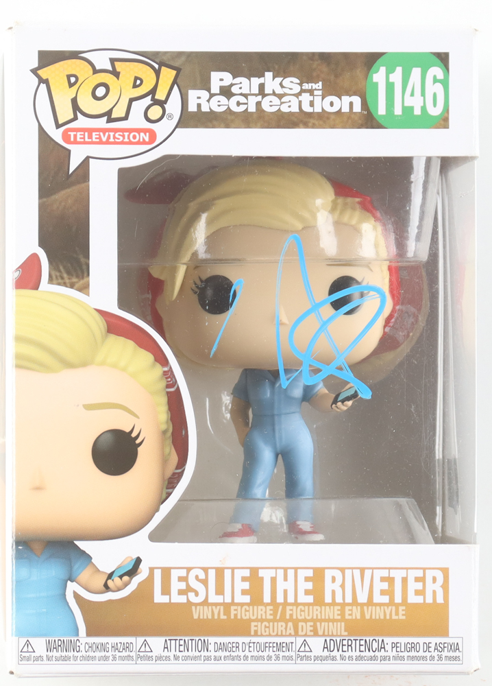 Amy Poehler Signed "Parks and Recreation" Leslie The Riveter #1146 Funko Pop! Vinyl Figure (JSA) at PristineAuction.com Amy Poehler Signed "Parks and Recreation" Leslie The Riveter #1146 Funko Pop! Vinyl Figure (JSA) at PristineAuction.com