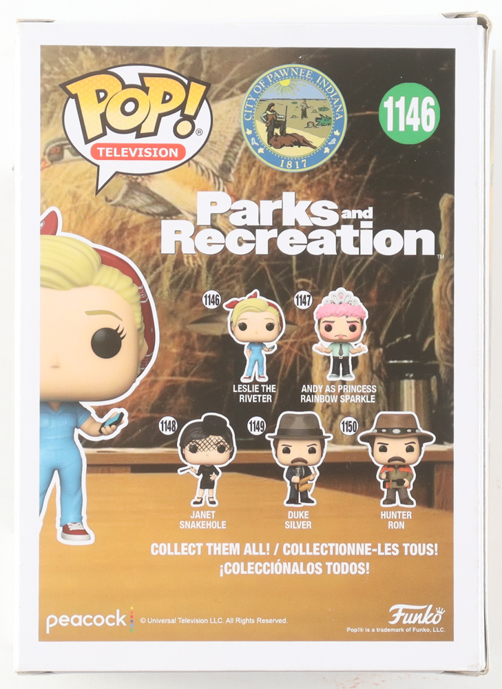 Amy Poehler Signed "Parks and Recreation" Leslie The Riveter #1146 Funko Pop! Vinyl Figure (JSA) at PristineAuction.com Amy Poehler Signed "Parks and Recreation" Leslie The Riveter #1146 Funko Pop! Vinyl Figure (JSA) at PristineAuction.com