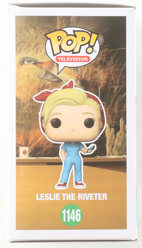 Amy Poehler Signed "Parks and Recreation" Leslie The Riveter #1146 Funko Pop! Vinyl Figure (JSA) at PristineAuction.com Amy Poehler Signed "Parks and Recreation" Leslie The Riveter #1146 Funko Pop! Vinyl Figure (JSA) at PristineAuction.com
