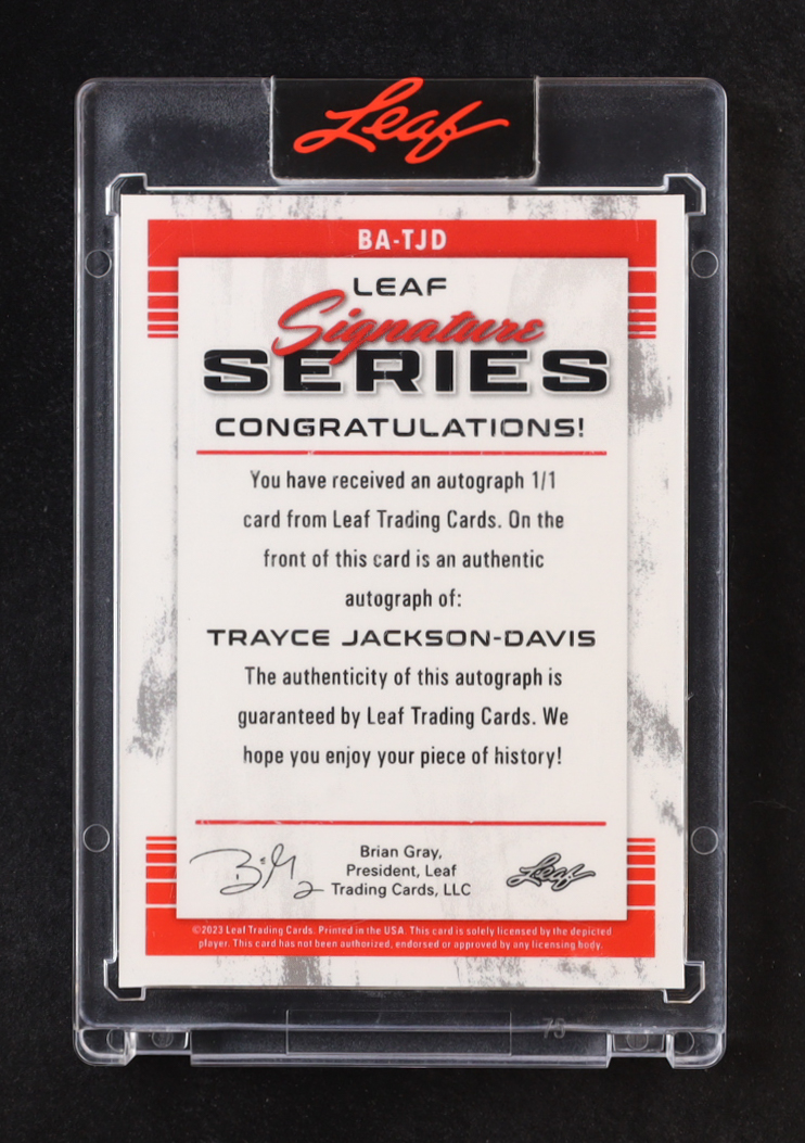 Trayce Jackson-Davis 2022-23 Leaf Signature Series Winter #BATJD #1/1 RC at PristineAuction.com Trayce Jackson-Davis 2022-23 Leaf Signature Series Winter #BATJD #1/1 RC at PristineAuction.com