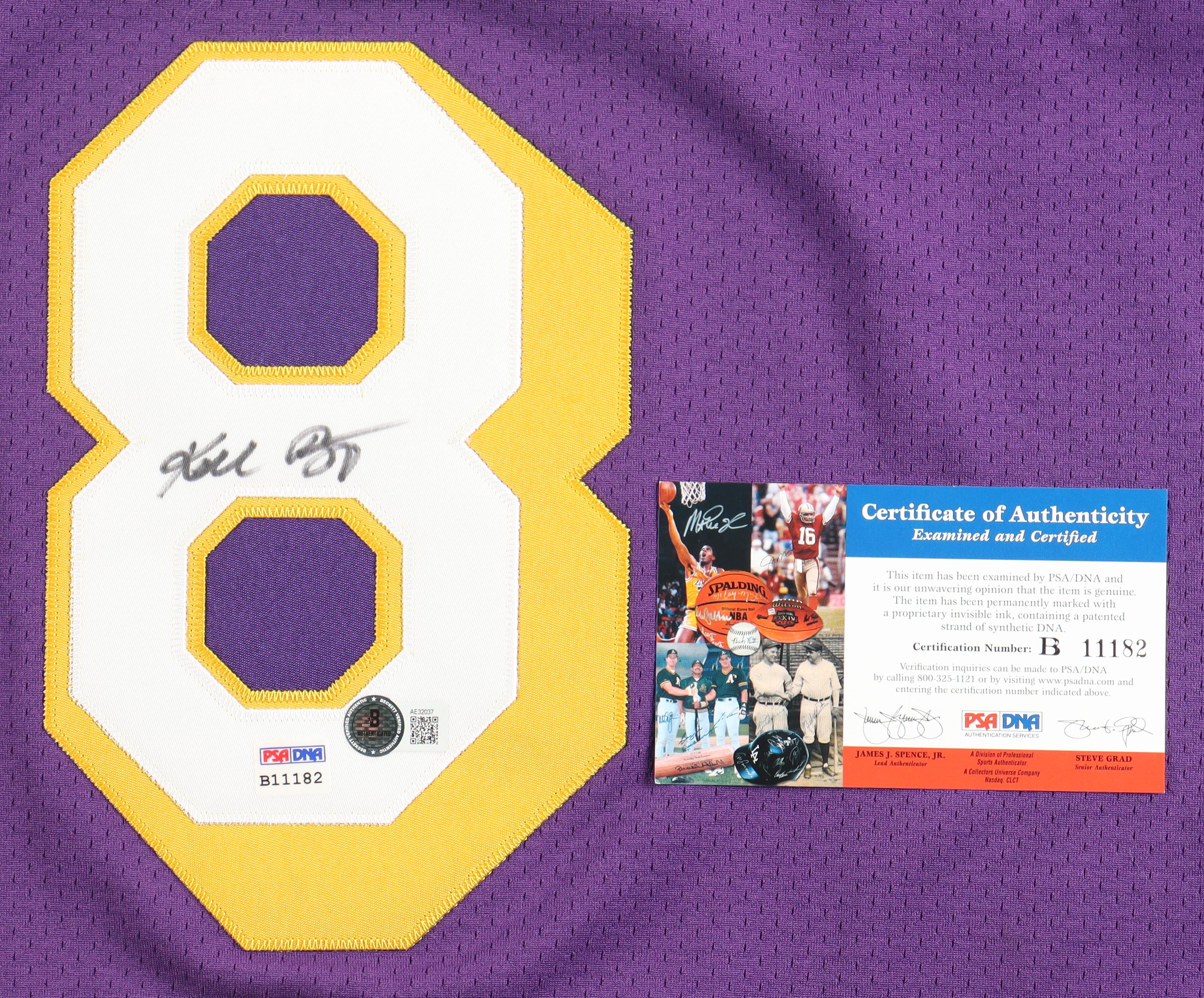 Kobe Bryant Signed LE Lakers 1996-97 Mitchell & Ness Rookie Style Jersey #2/8 (PSA & Beckett) at PristineAuction.com Kobe Bryant Signed LE Lakers 1996-97 Mitchell & Ness Rookie Style Jersey #2/8 (PSA & Beckett) at PristineAuction.com