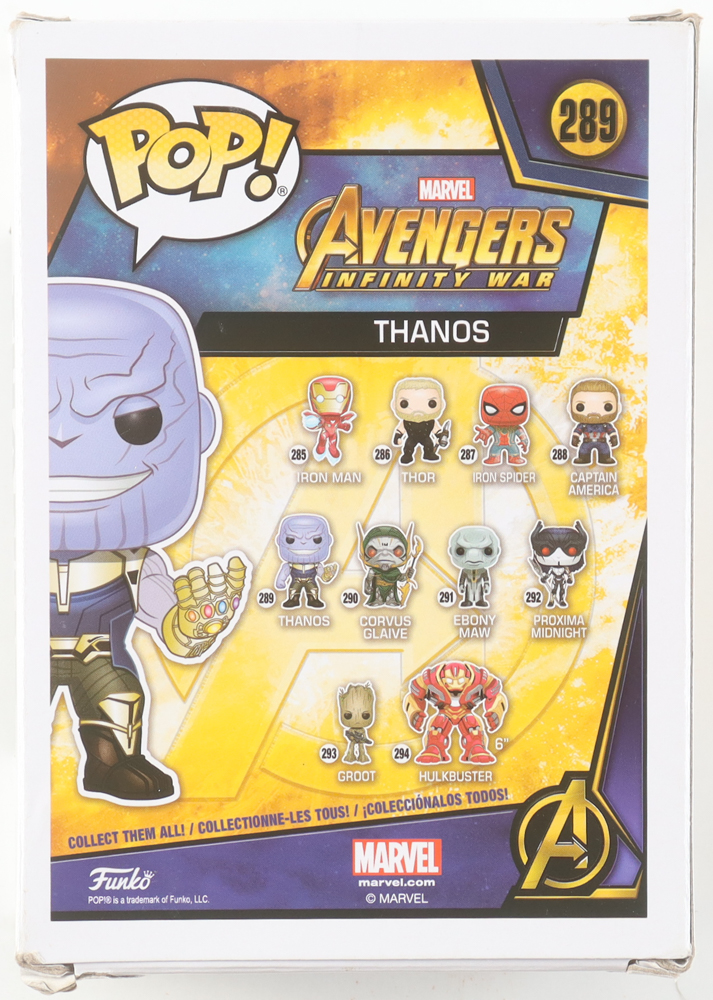 Josh Brolin Signed "Avengers: Infinity War" #289 Thanos Bobble-Head Funko Pop! Vinyl Figure (Beckett) at PristineAuction.com Josh Brolin Signed "Avengers: Infinity War" #289 Thanos Bobble-Head Funko Pop! Vinyl Figure (Beckett) at PristineAuction.com