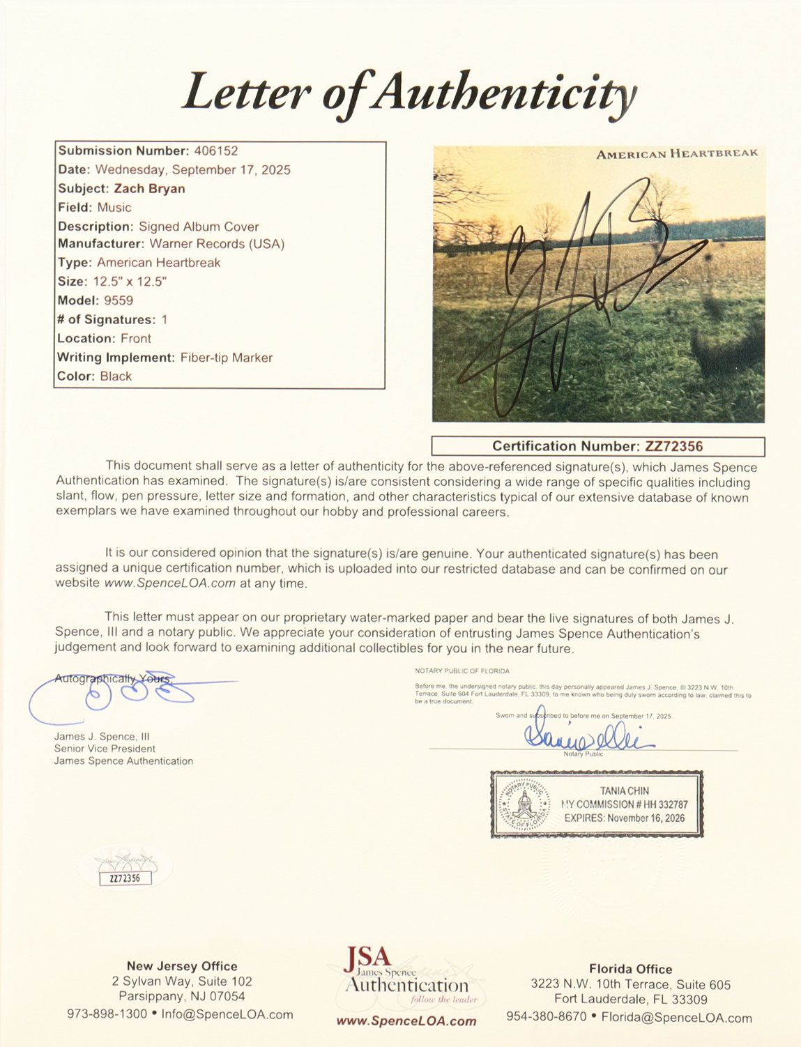 Zach Bryan Signed "American Heartbreak" Vinyl Record Album (JSA) at PristineAuction.com Zach Bryan Signed "American Heartbreak" Vinyl Record Album (JSA) at PristineAuction.com