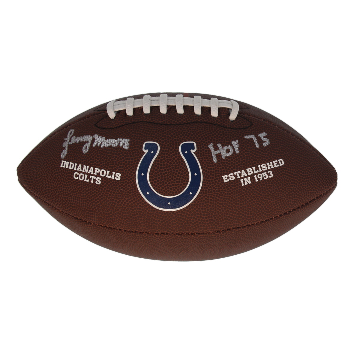 Lenny Moore Signed Colts Logo Football Inscribed "HOF 75" (Schwartz) at PristineAuction.com Lenny Moore Signed Colts Logo Football Inscribed "HOF 75" (Schwartz) at PristineAuction.com